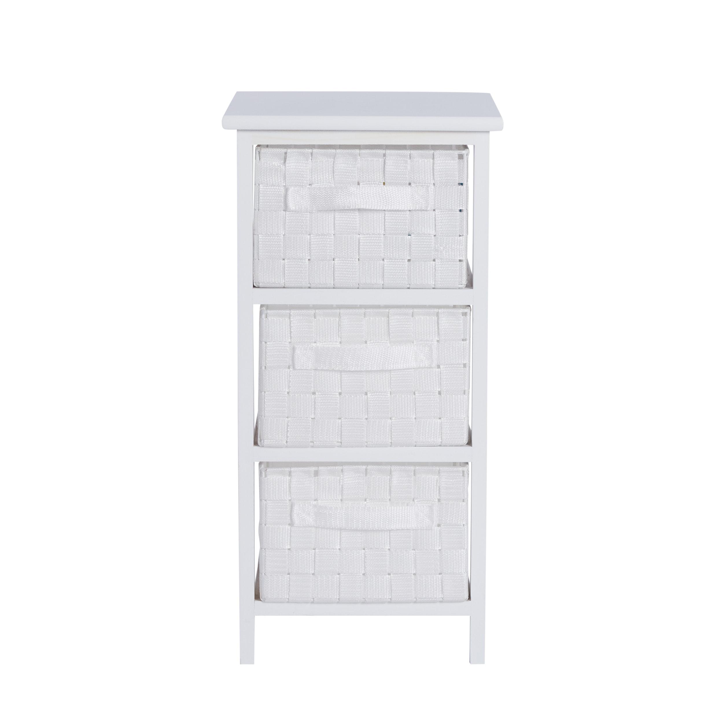 Honey-Can-Do 3 Drawer Chest White: Decorative Storage Drawers, Wood Surface, 24" Height, 12" Depth, 3 Shelves