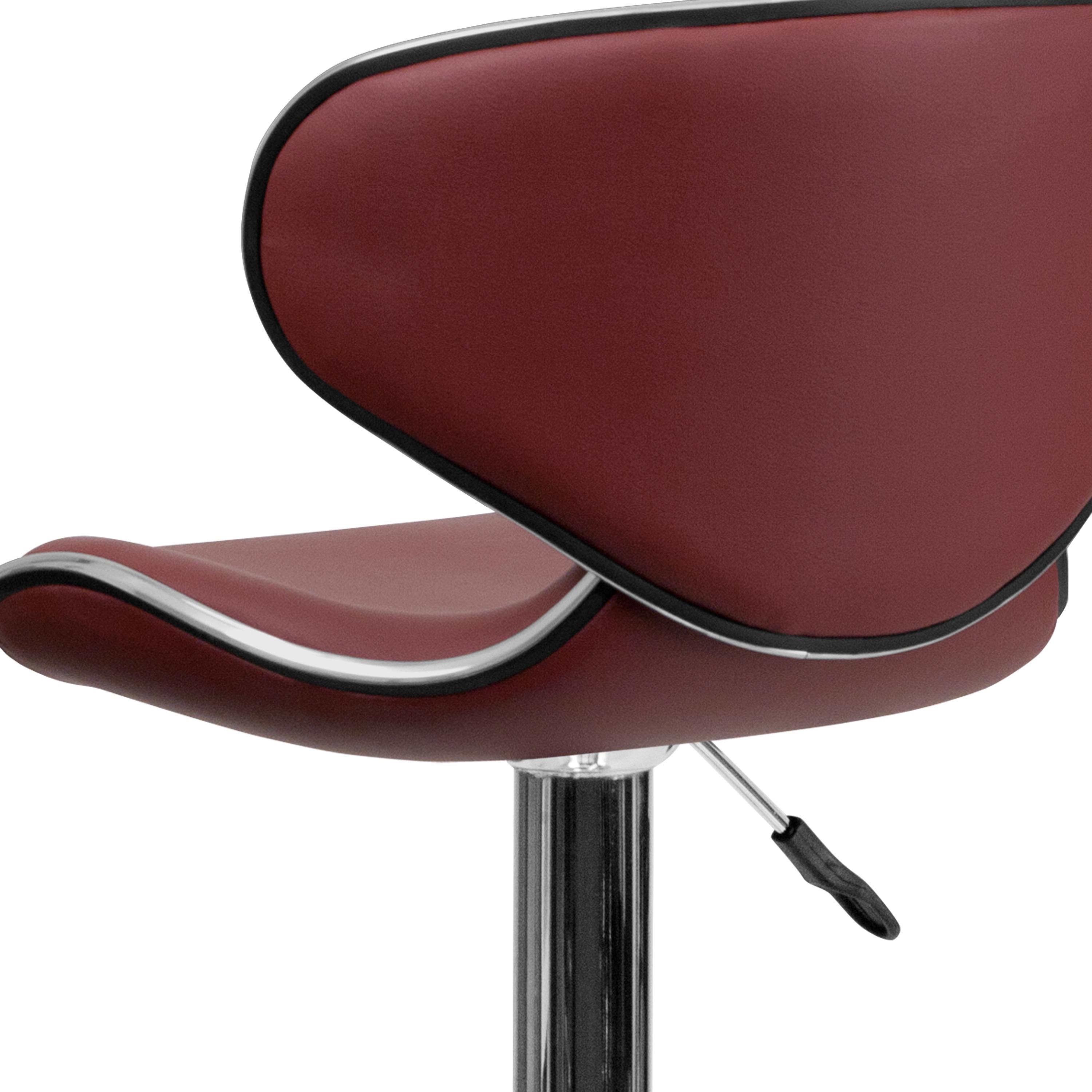 Flash Furniture Contemporary Cozy Mid-Back Burgundy Vinyl Adjustable Height Barstool with Chrome Base