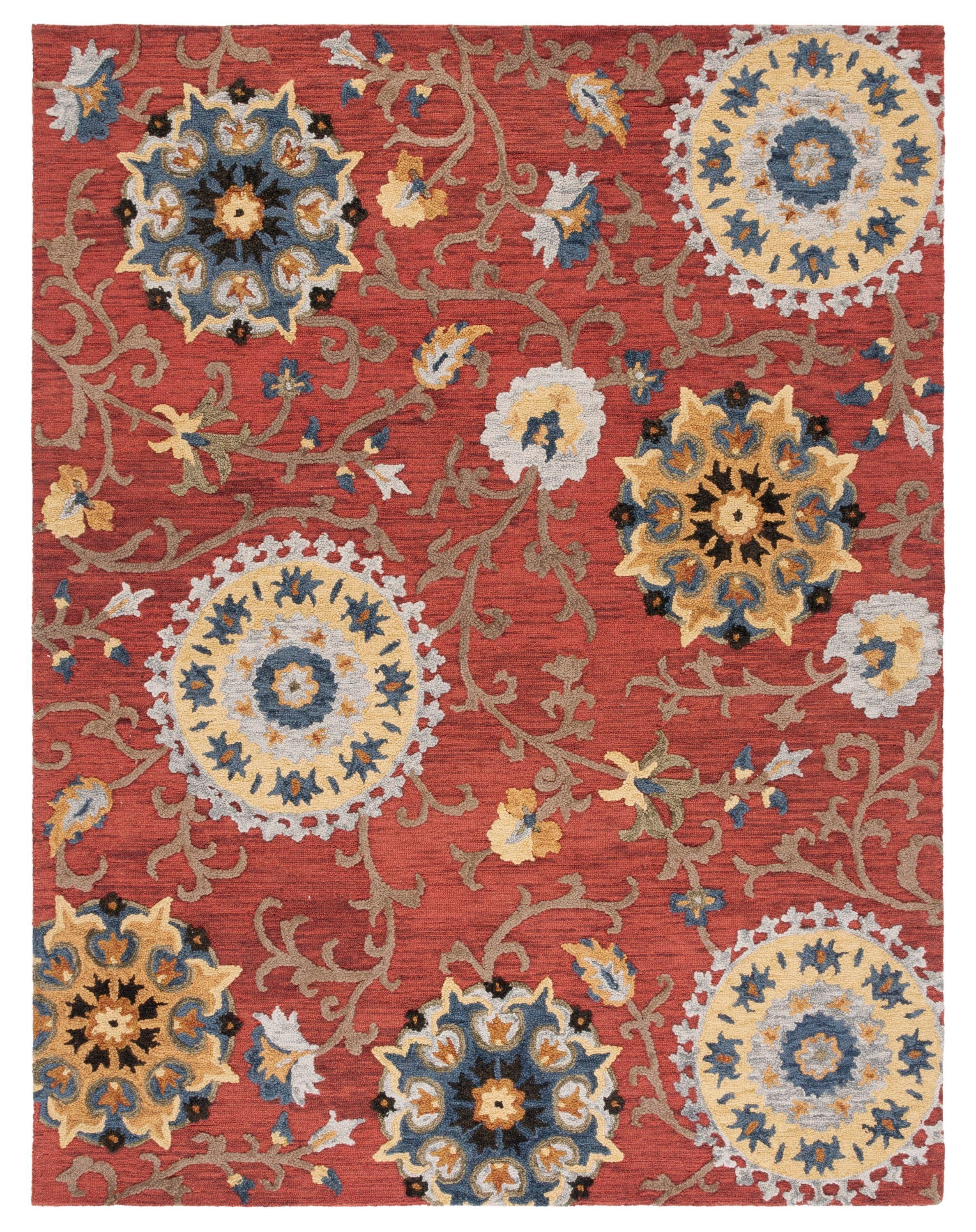 Blossom BLM401 Hand Tufted Area Rug - Red/Multi - 5'x8' - Safavieh.