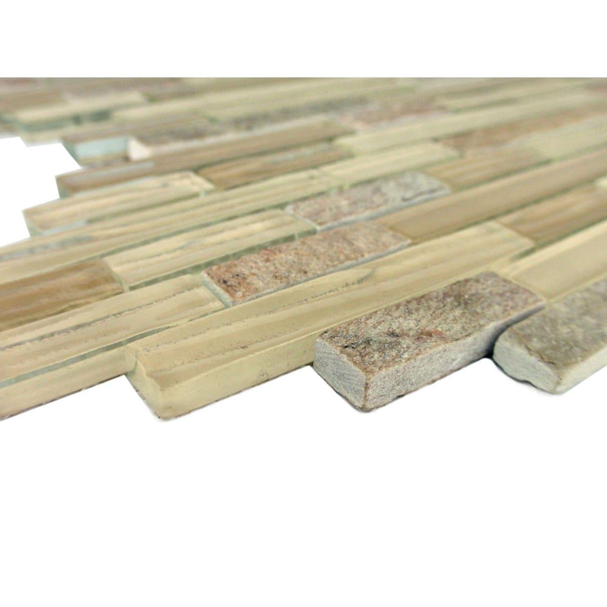 New Era 12 in. x 12 in. Glass & Stone Straight Edge Linear Mosaic Wall & Pool Tile