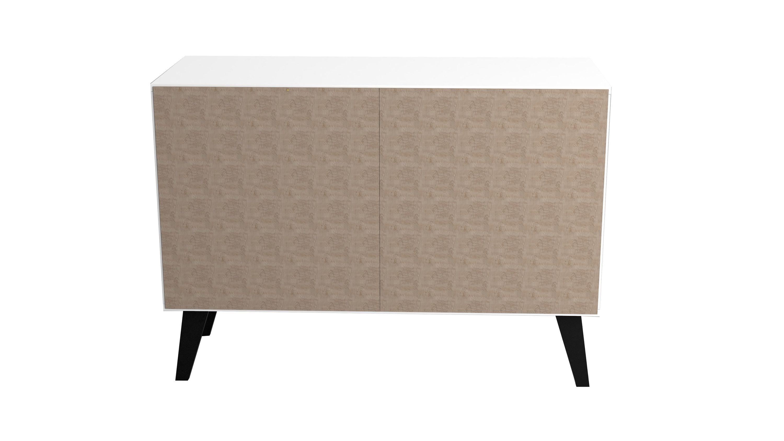 Amsterdam Double Side Table 2.0 White - Manhattan Comfort: Mid-Century Buffet, 2-Door Cabinet