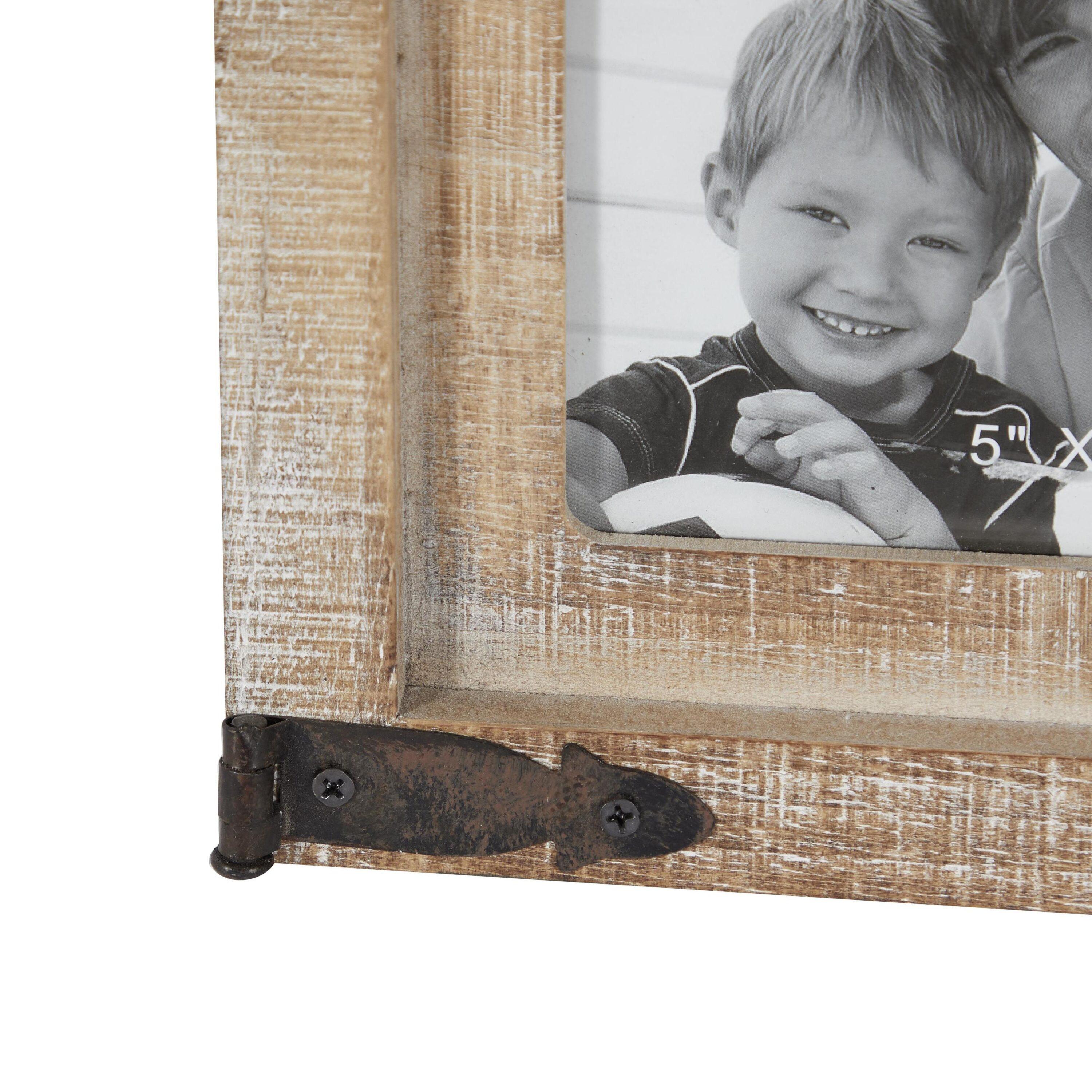 DecMode 4-Opening 5" x 5" Brown Wall Photo Frame with Metal Accent