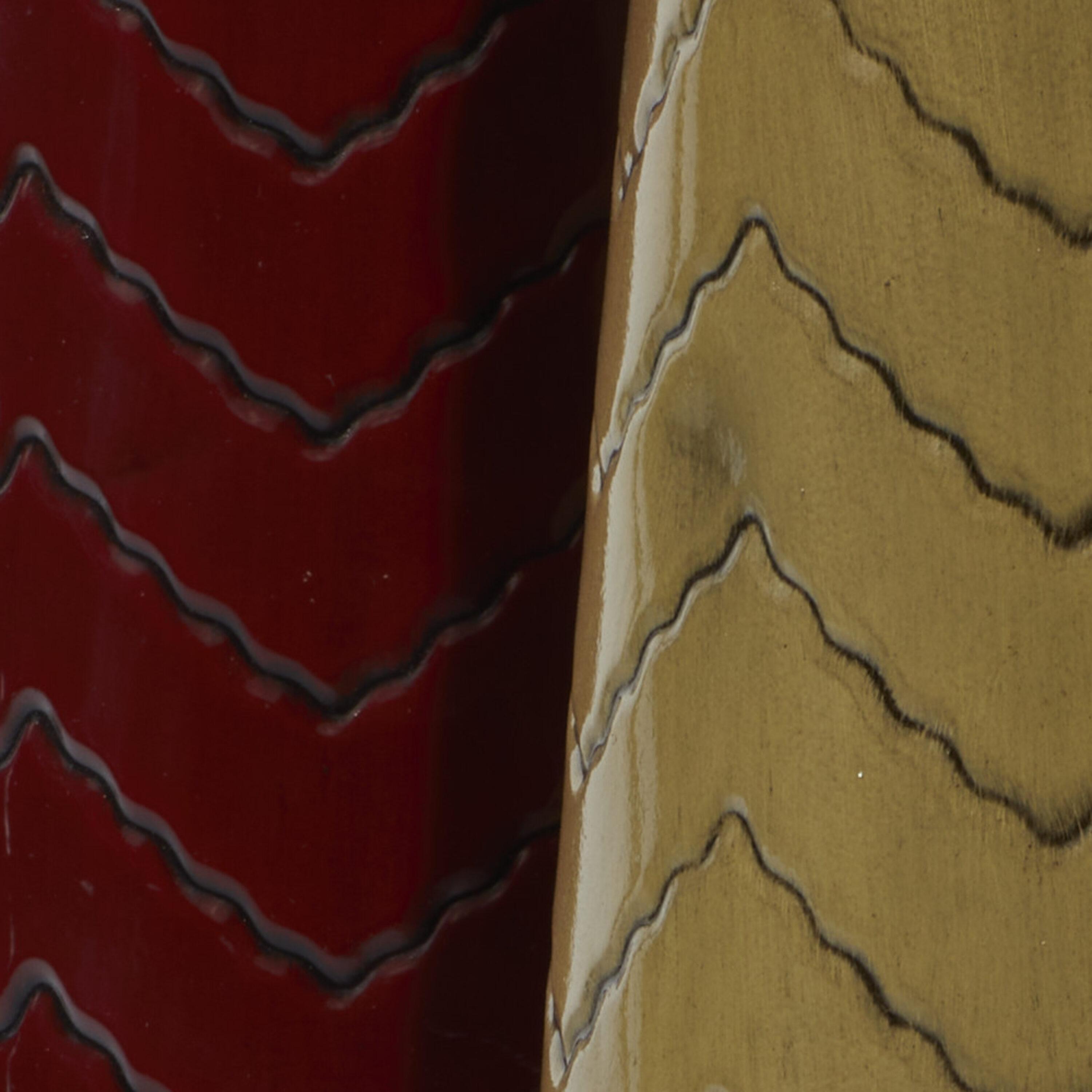 DecMode 32", 27", 22"H Tall Enameled Bottleneck Floor Multi Colored Metal Vase with Chevron Pattern, Set of 3