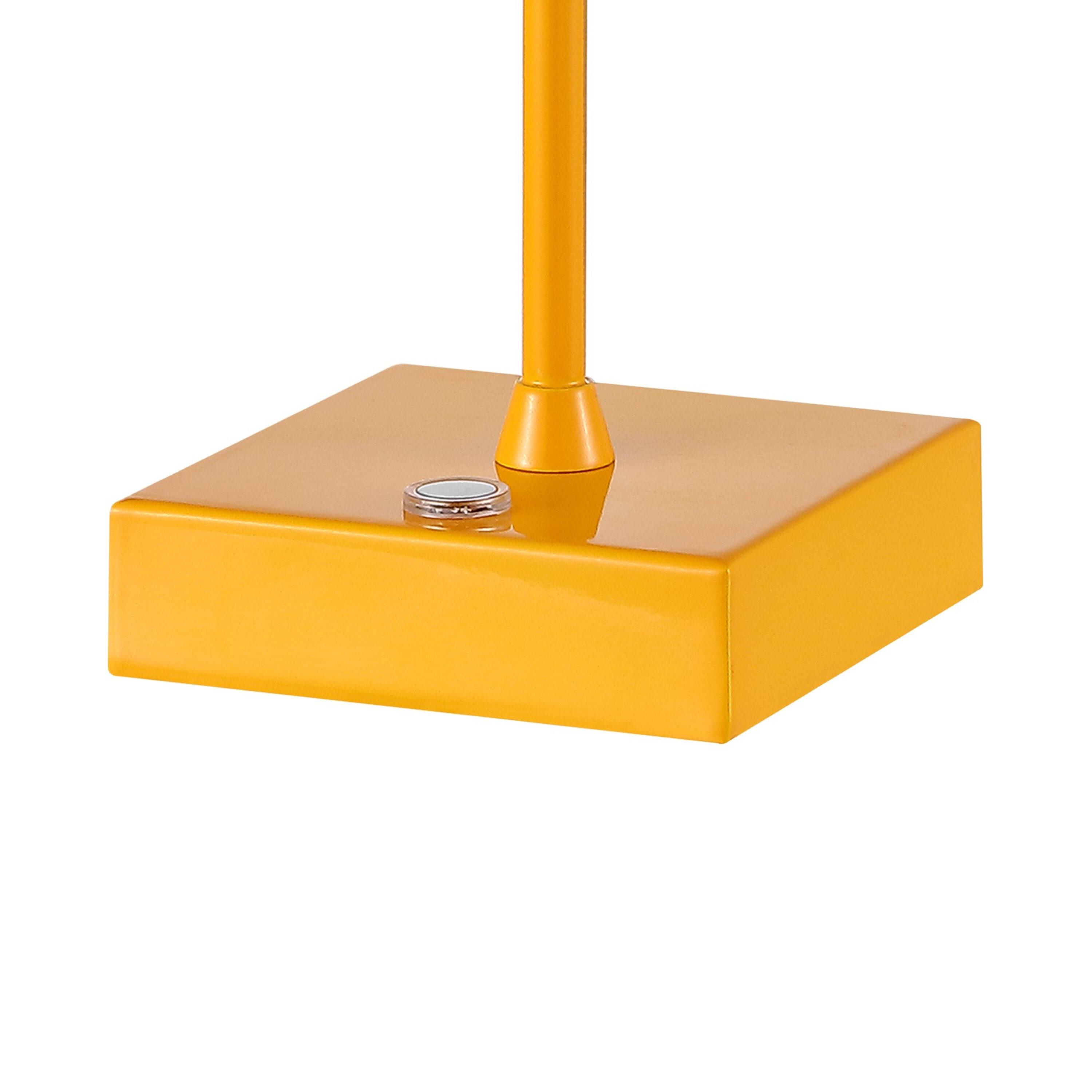 JONATHAN Y Oscar 12.5" Modern Industrial Rechargeable/Cordless Iron/Acrylic Integrated Portable LED Table Lamp with Ribbed Shade, Orange, JYL7225C