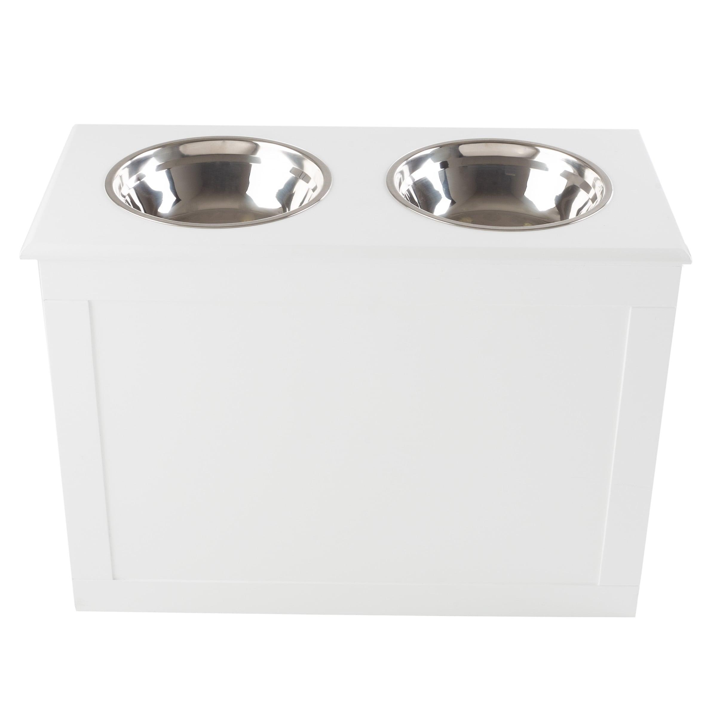 Petmaker PETMAKER Elevated Dog Bowls with Storage, White
