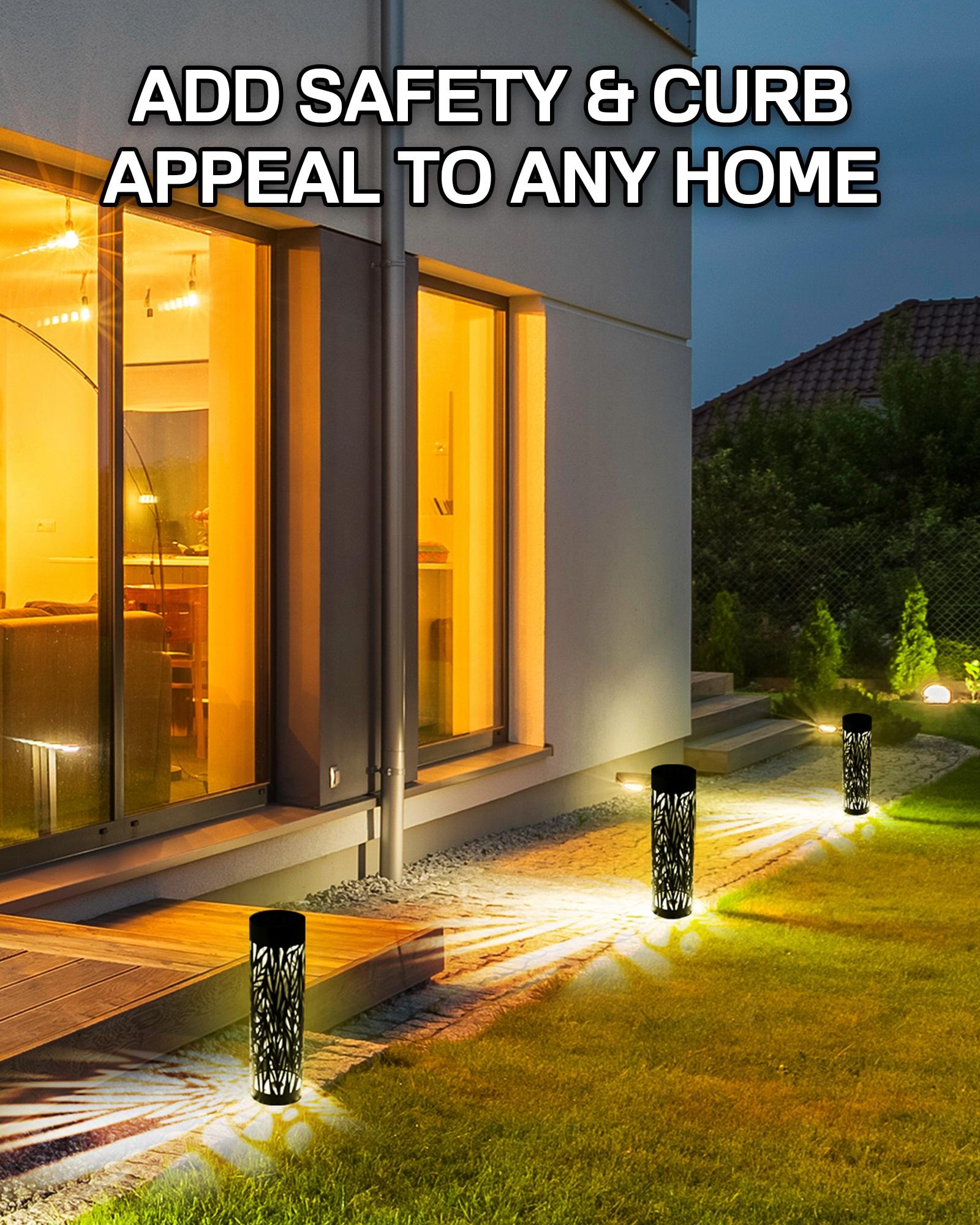 Bell + Howell Black Bollard Pathway Lights Solar Powered - Pack of 4
