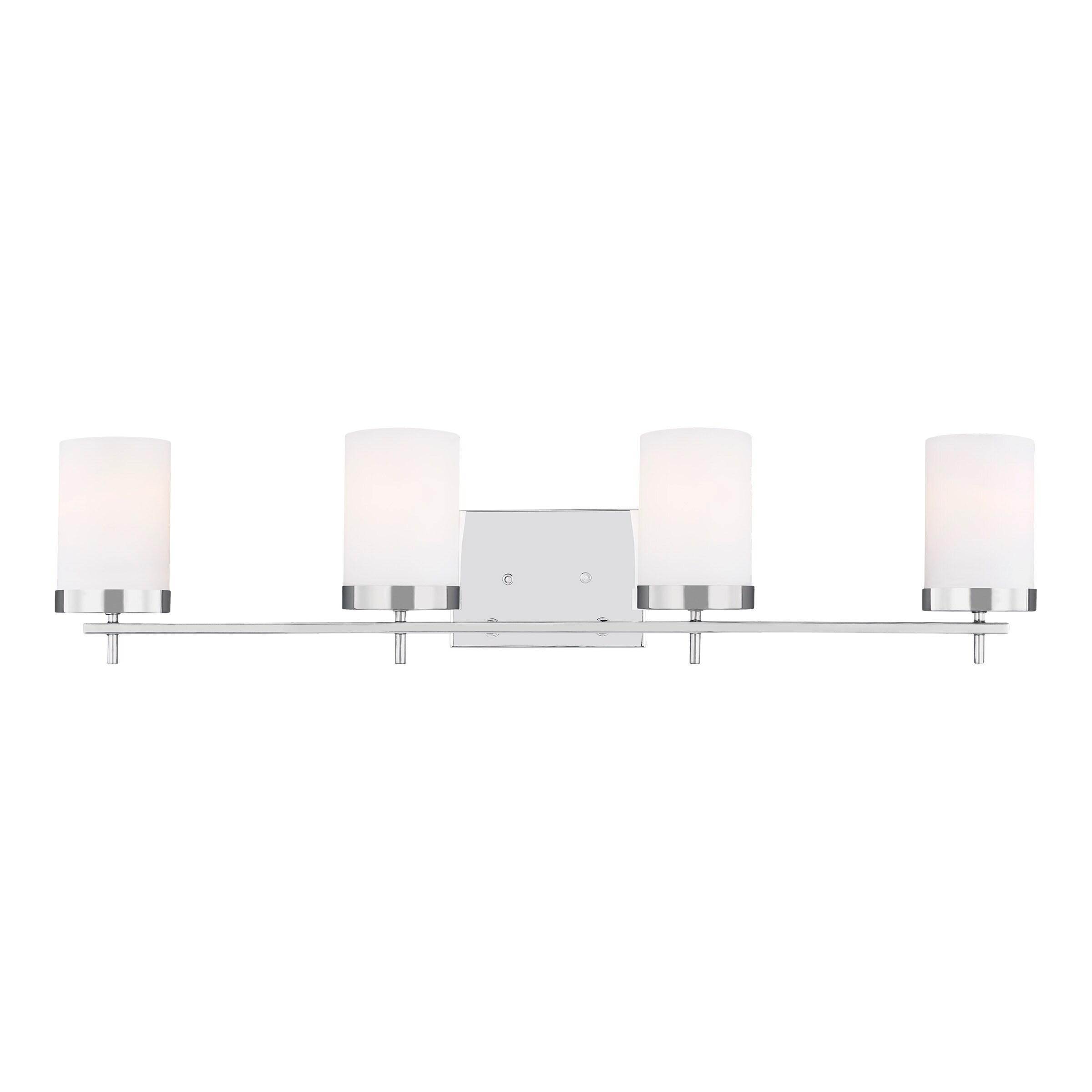 Chrome 4-Light Dimmable Cylinder Bathroom Vanity Light