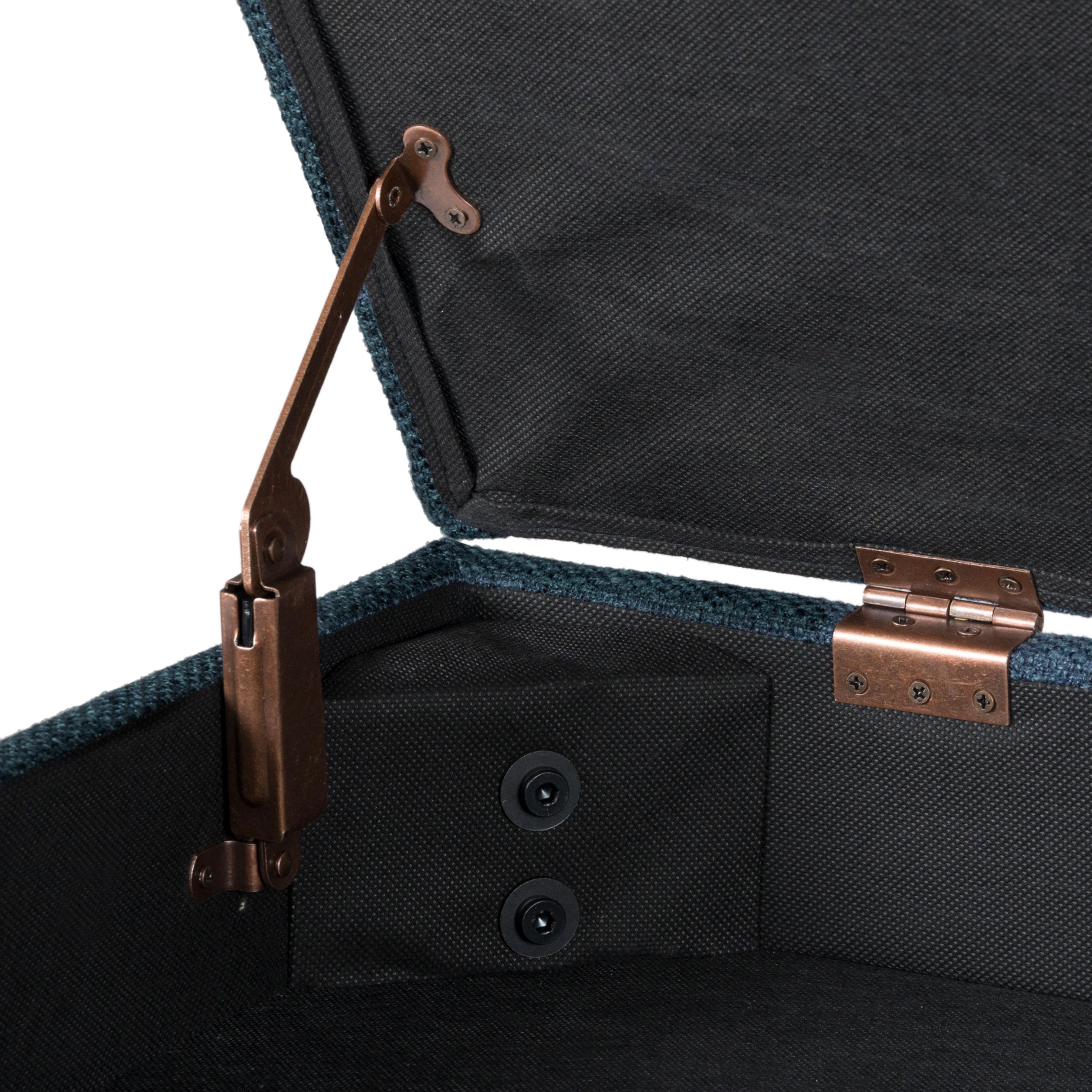 HomePop Storage Bench Navy: Upholstered Ottoman with Foam Cushion, Mid-Century Modern Bedroom Furniture with Storage, No Assembly Required