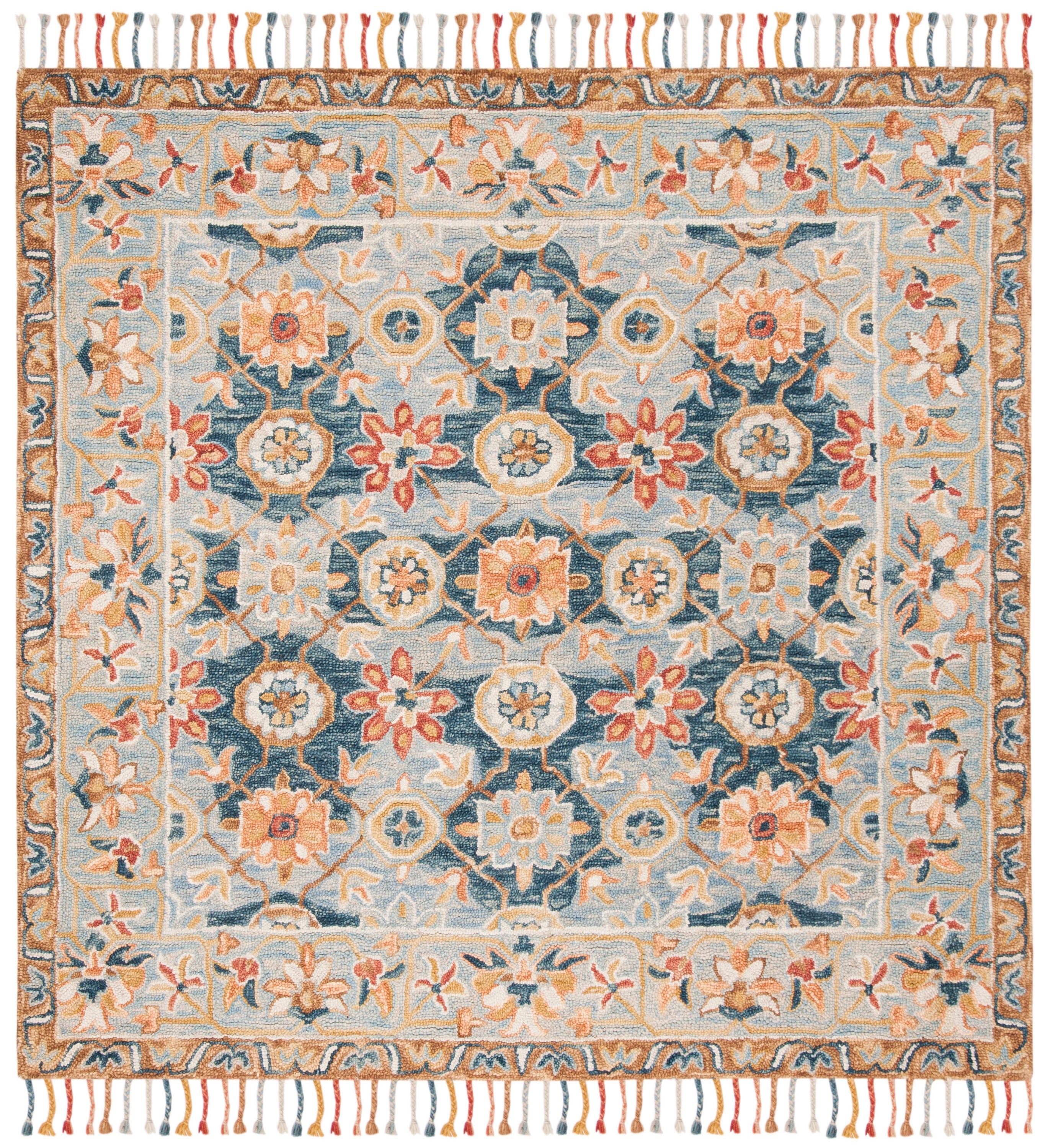 Aspen APN110 Hand Tufted Area Rug - Grey/Navy - 5'x5' - Safavieh.