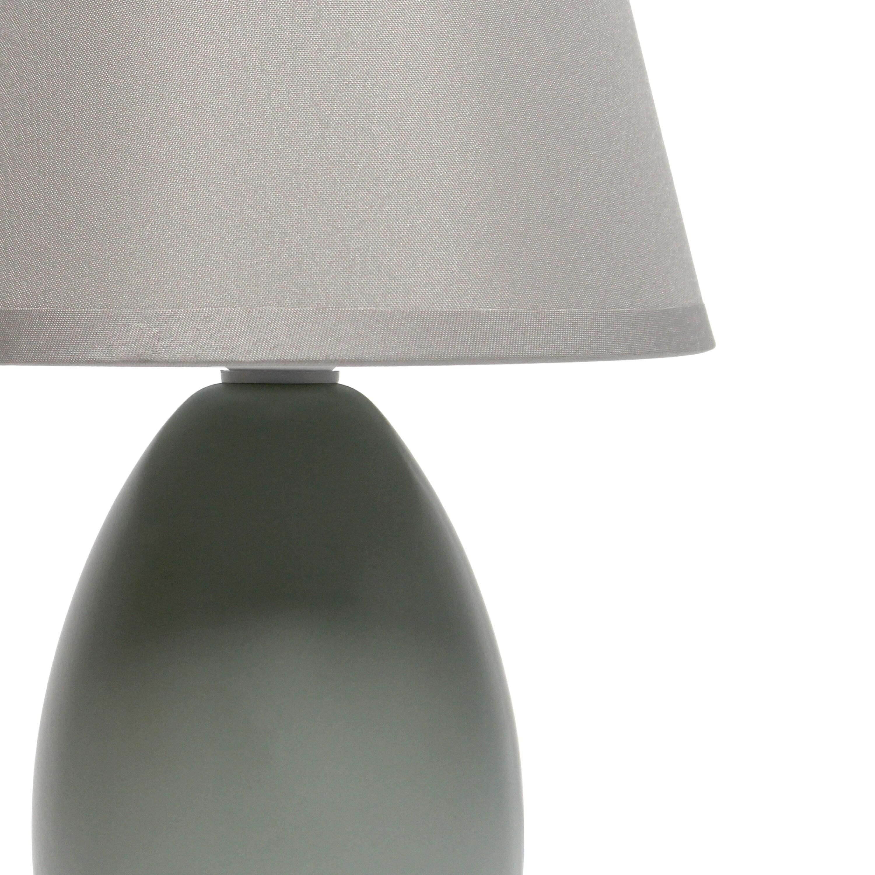 Simple Designs 9.45" Mini Egg Oval Ceramic Table Lamp with Matching Shade (Includes LED Light Bulb) Gray