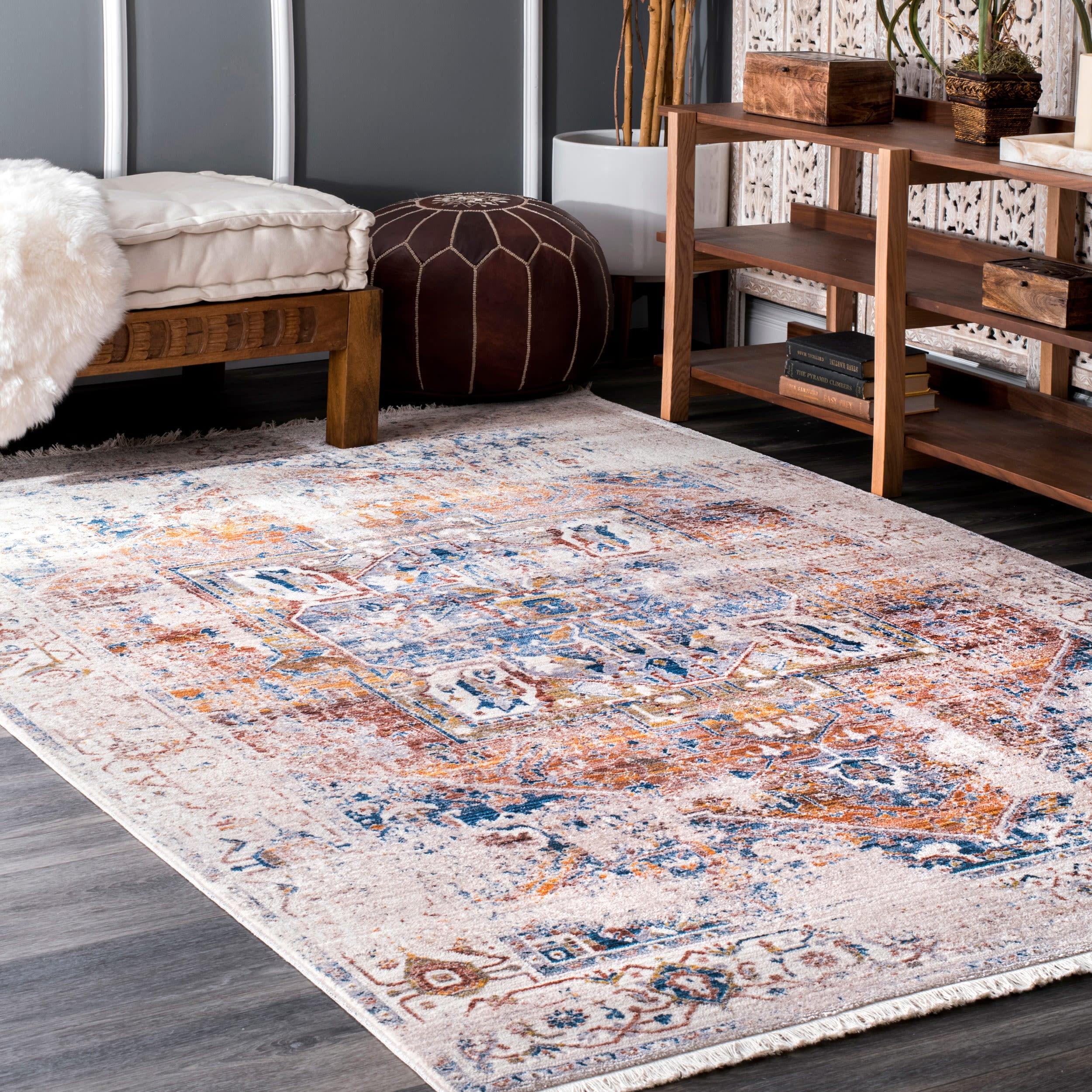Nuloom Harriet Oriental/Persian 4x6 Indoor Area Rug for Living Room Bedroom Dining Room Kitchen, Ivory/Multicolor