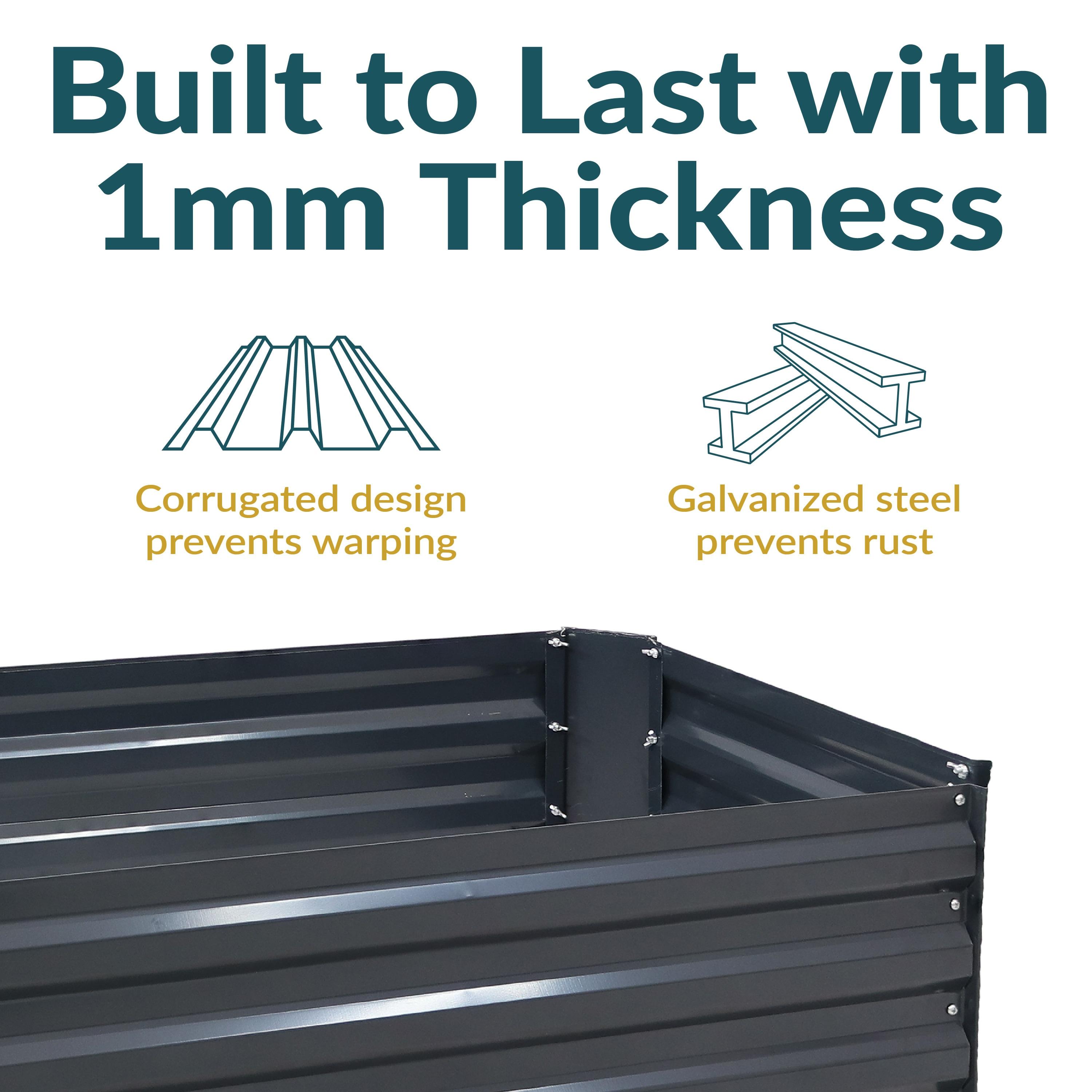 Sunnydaze Hot Dip Galvanized Steel Raised Garden Bed for Plants, Vegetables, and Flowers - 48" L x 11.75" H - Dark Gray