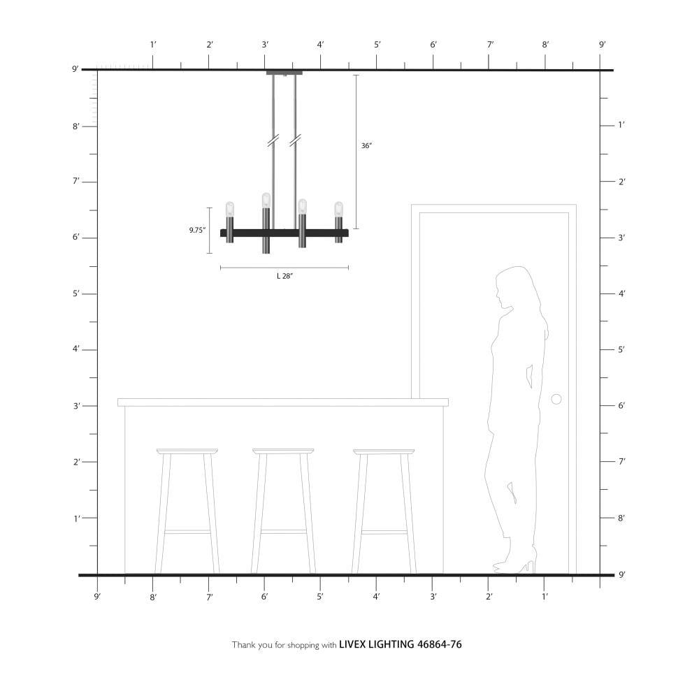 Livex Lighting Helsinki 4 - Light Chandelier in  Scandinavian Gray