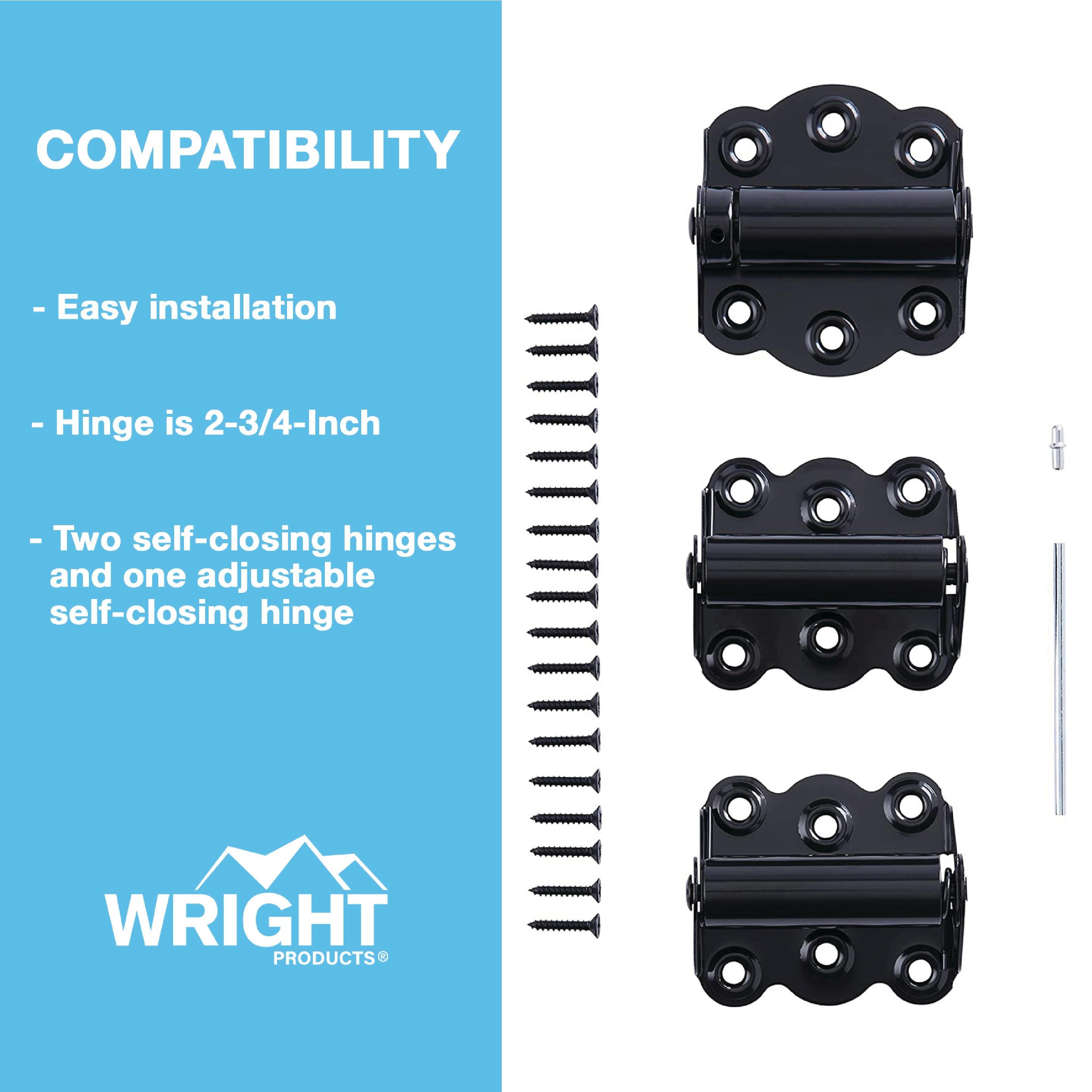 (3-Pk) Wright Products Adjustable  Self Closing Door Hinges Black 2-3/4" V226BL