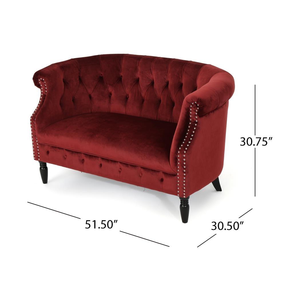 Milani Scroll Arm Loveseat Garnet: Tufted, Nailhead Trim, Polyester Upholstery - Christopher Knight Home