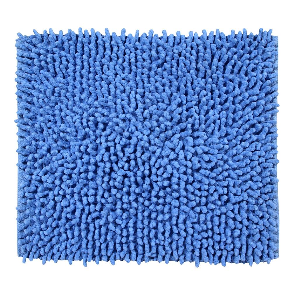 Better Trends Loopy Chenille Bath Rug Playful Blue Cotton Bath Rug, 24” Square, Handwoven