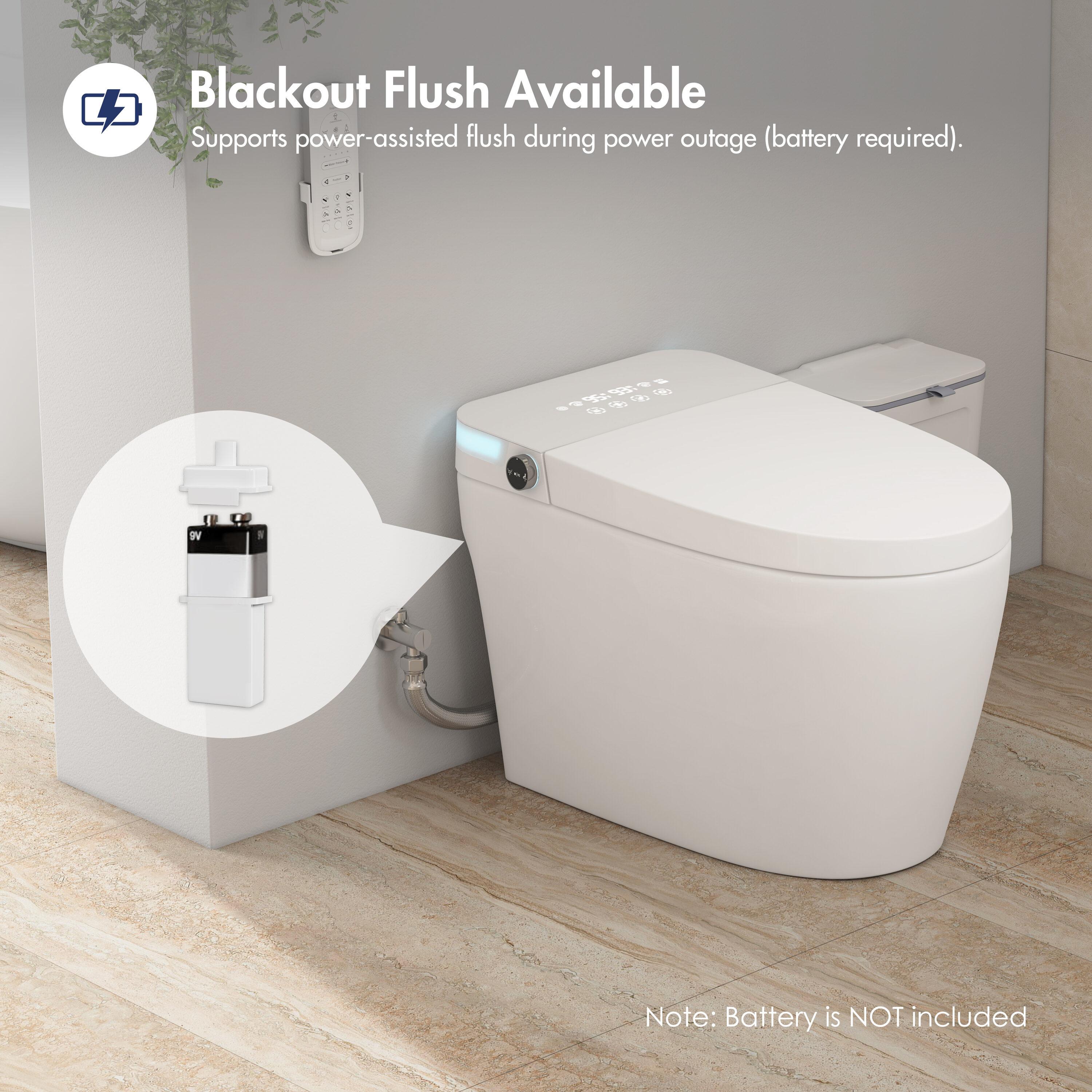 Eridanus White Vitreous China Smart Bidet Toilet with Heated Seat and Remote Control