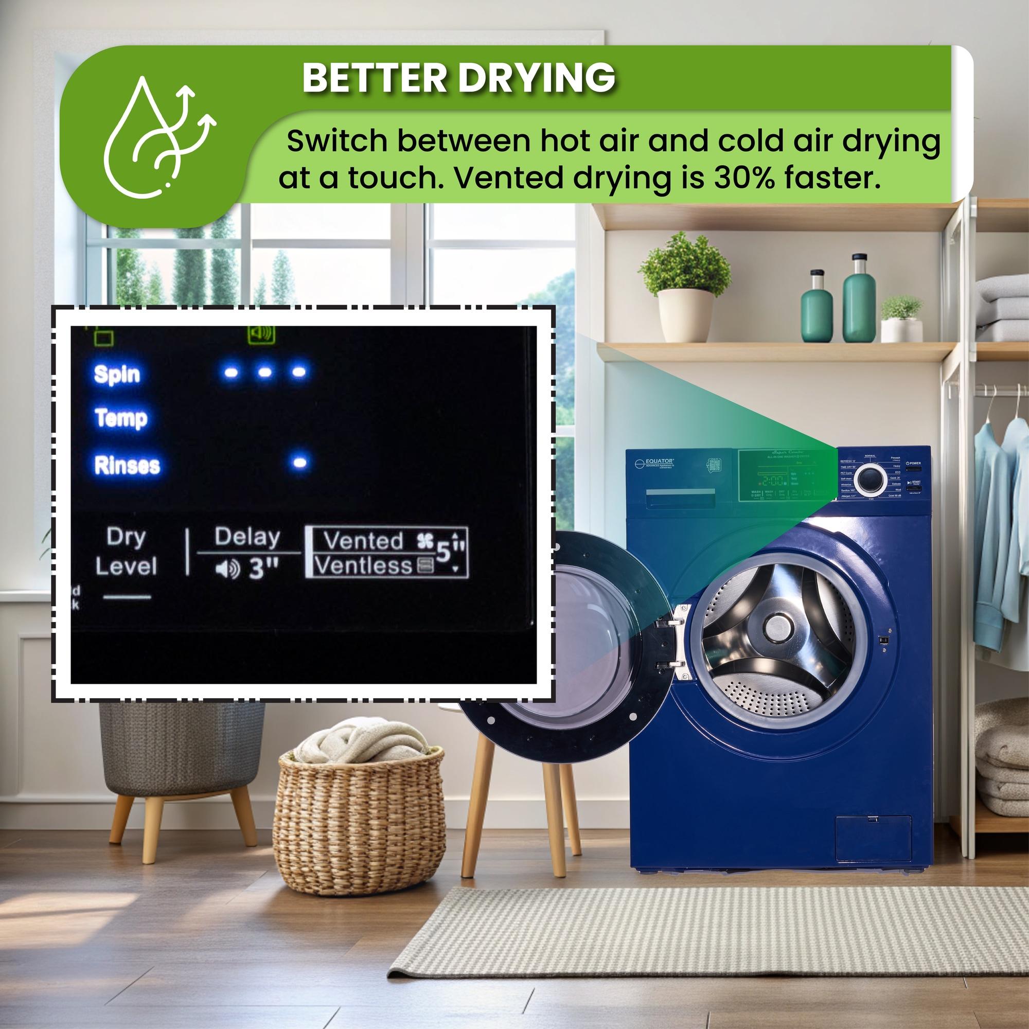 Equator All-In-One VENTED/VENTLESS Washer-Dryer 1.9cf/18lb SANITIZE 1400RPM 110V