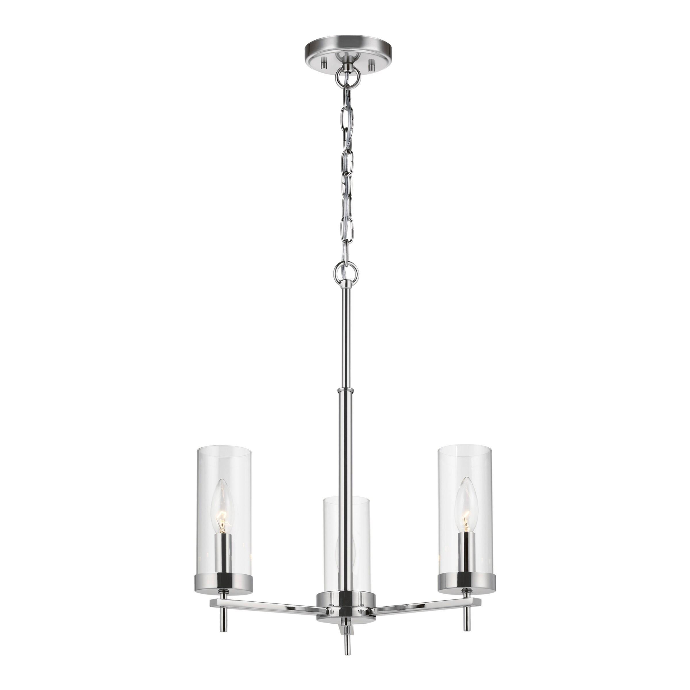 Zire Mini 3-Light Chrome Chandelier with Clear Glass Shades