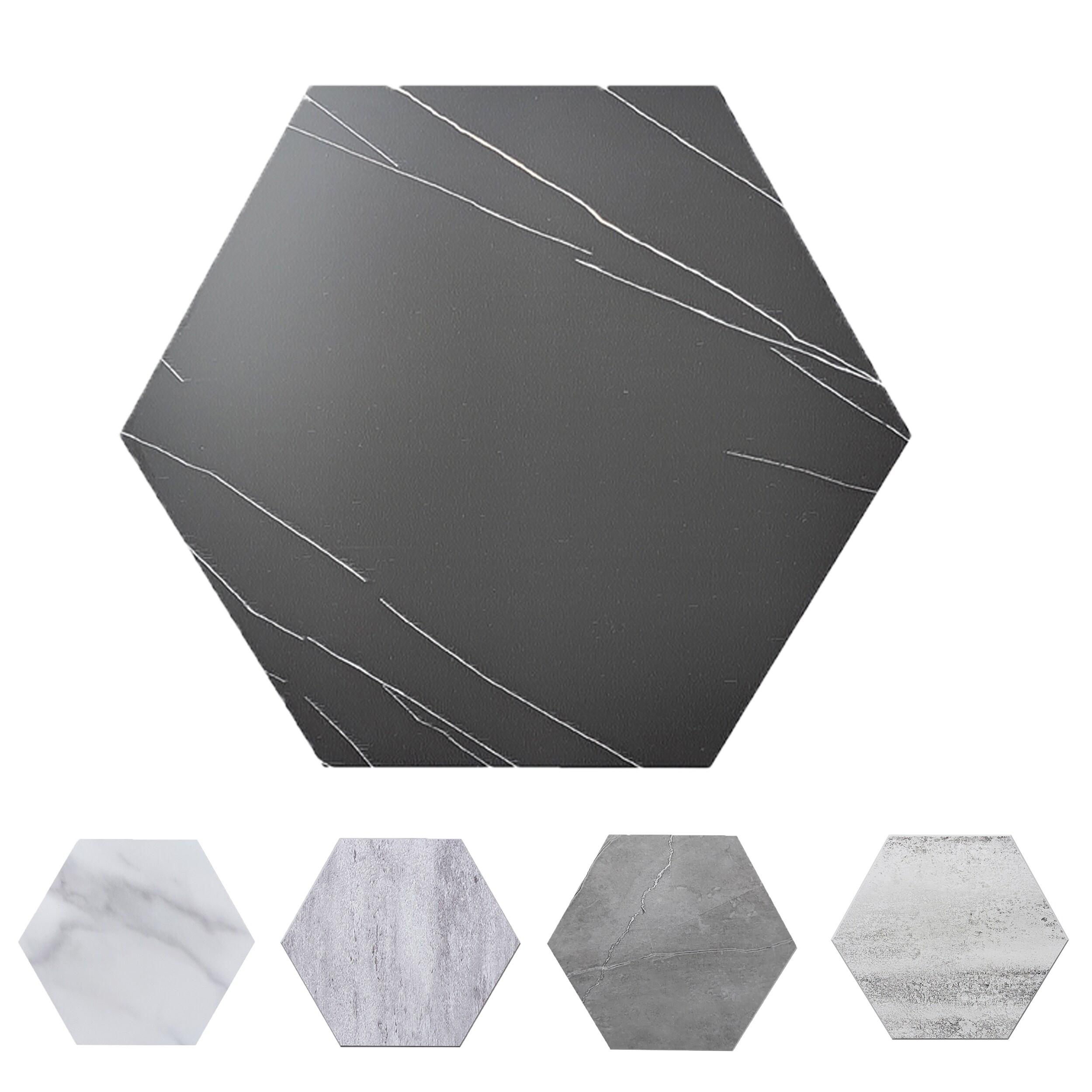 Avant Decor | Stone Composite Hexagon Stone Texture | Peel and Stick Kitchen Backsplash Tiles | Stick On Wall Tiles | Easy DIY Installation | 6” x 6.9” | Single Tile