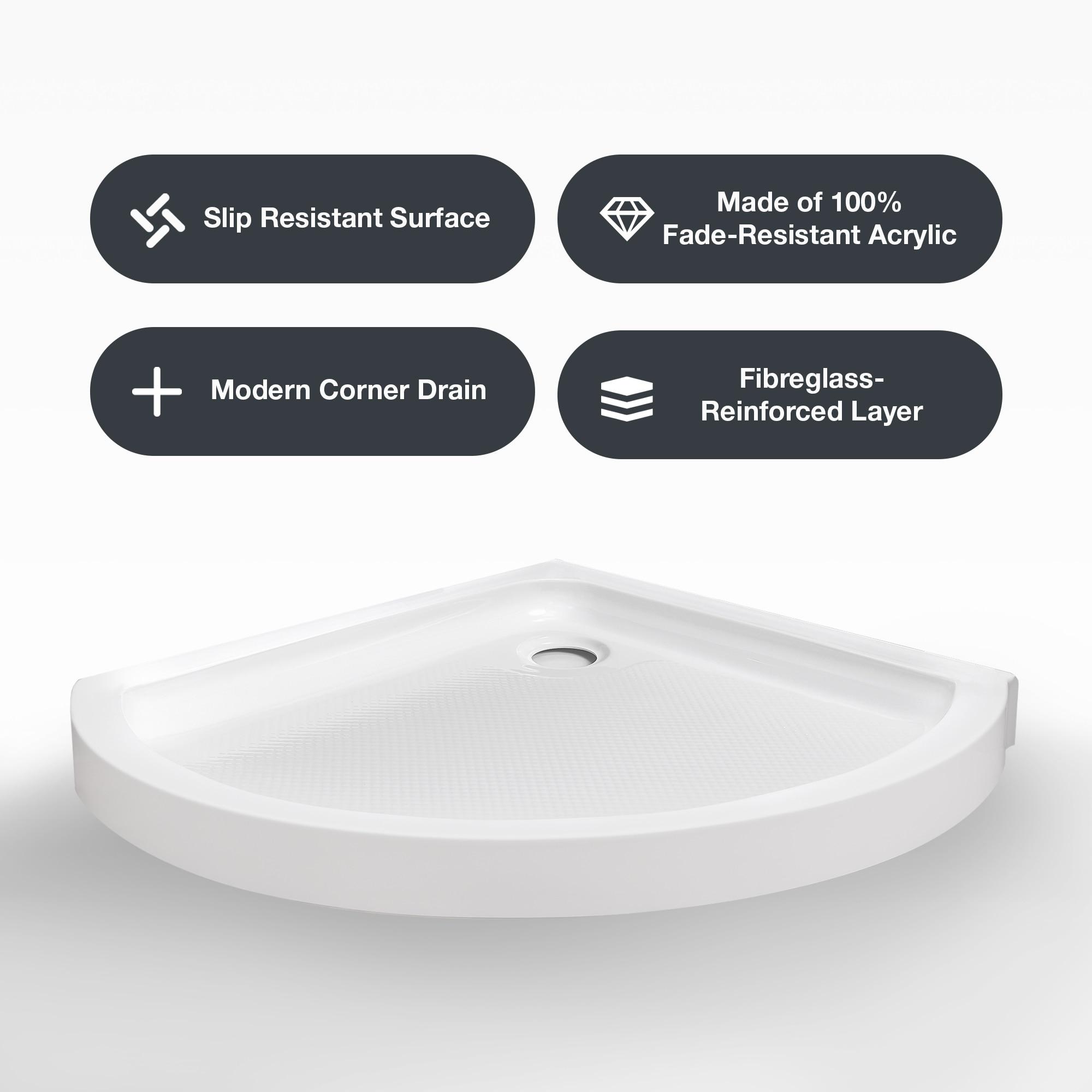 OVE Decors Breeze 33 in. Framed Round Shower Kit w/ Frosted Glass, Base