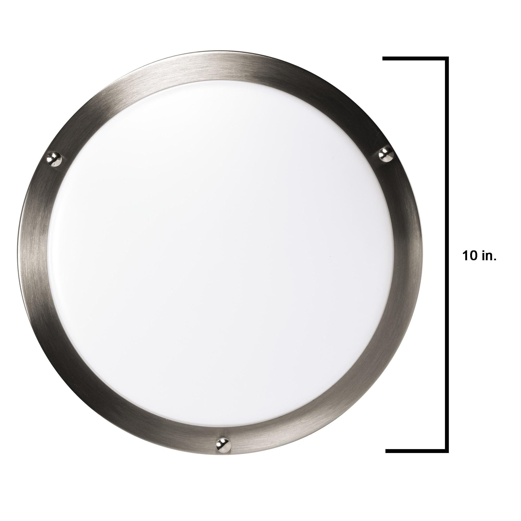 Designers Fountain Flush Mount Ceiling Light, 10 Inch Round LED DC Lighting Fixture Kitchen, Bedroom, Bathroom, Hallway, Dimmable, 1150 Lumens, 3000K/4000K/5000K, Brushed Nickel, EV1410C3C-35