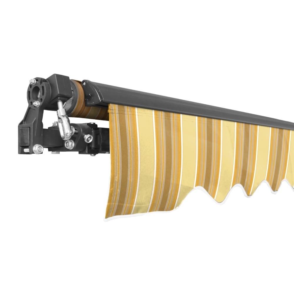 ALEKO Retractable Motorized Multi Striped Yellow 13 x 10 ft Patio Awning  Black Frame