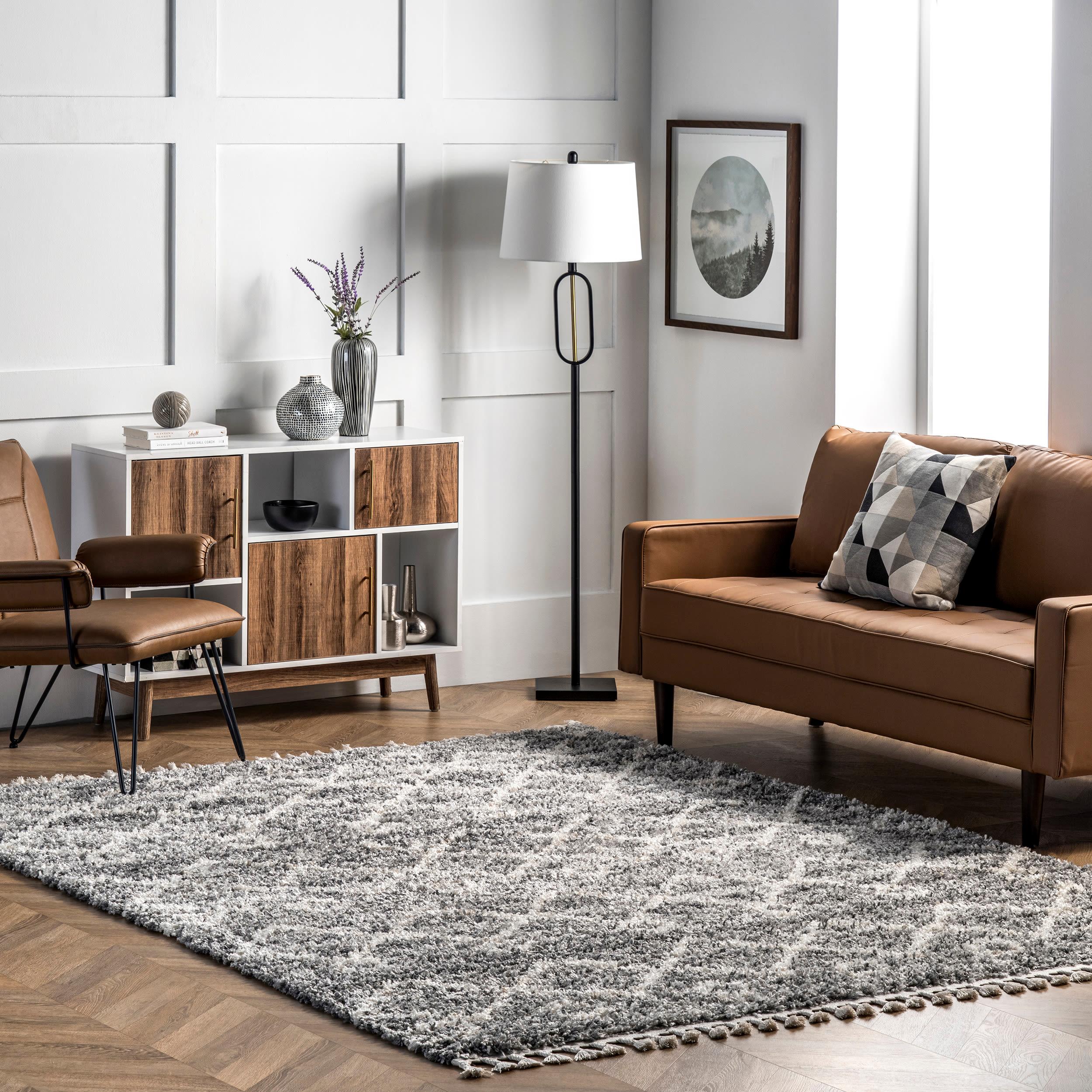 Nuloom Kristi Moroccan 3x5 Accent Shag Indoor Area Rug for Living Room Bedroom Dining Room Nursery Entryway, Grey/Ivory