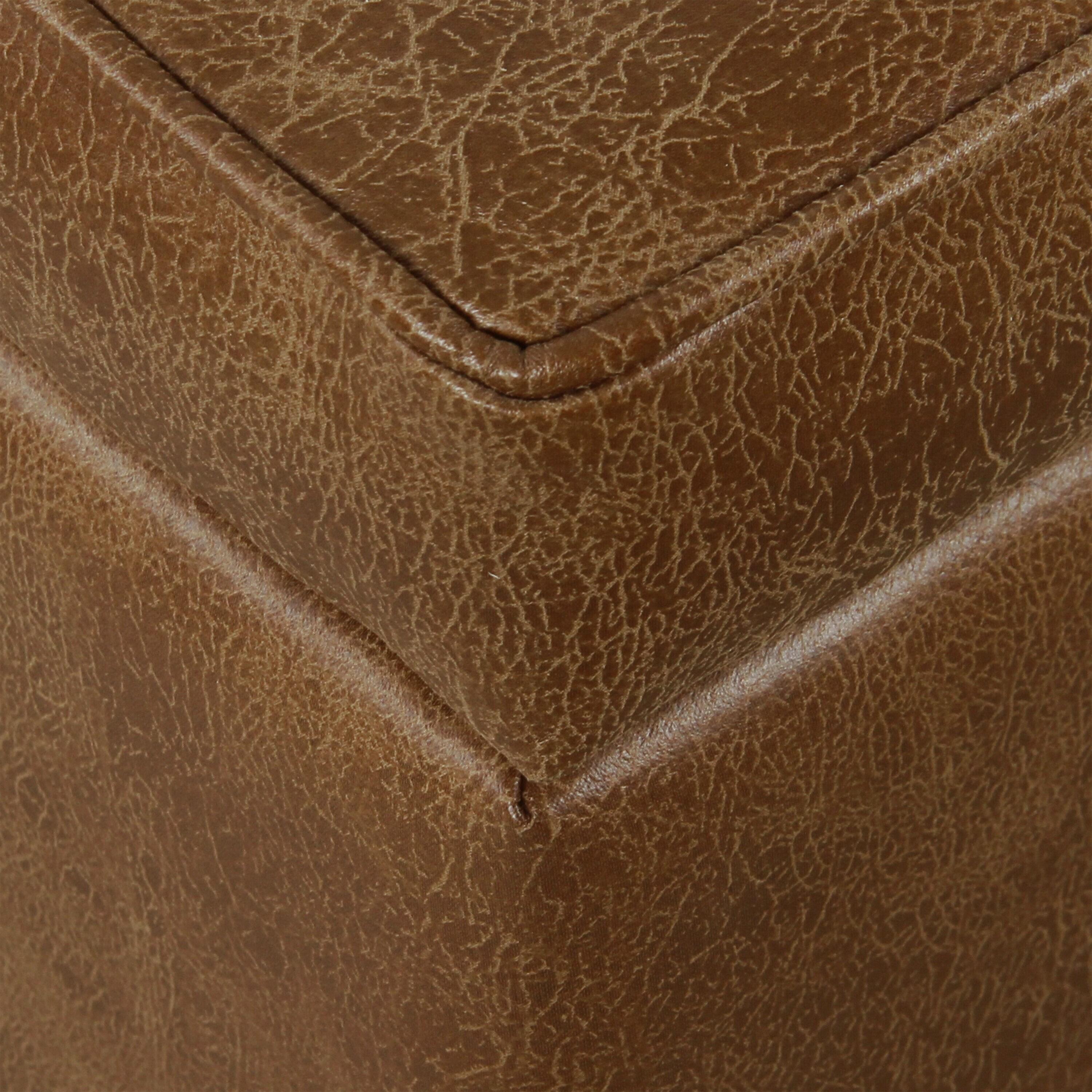 Square Tufted Faux Leather Storage Ottoman Brown - HomePop