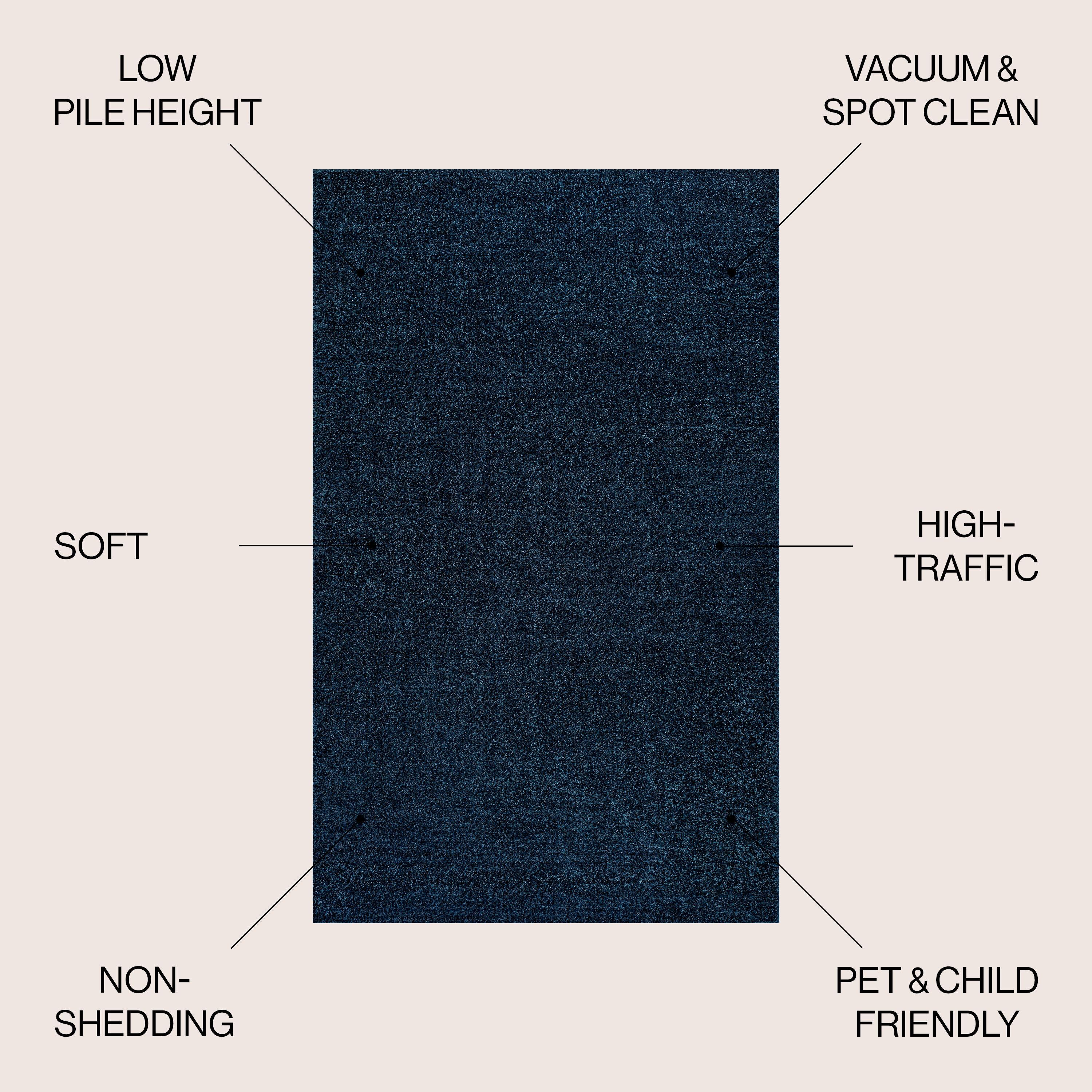 8'x10' Haze Solid Low-Pile Area Rug, Navy - JONATHAN Y