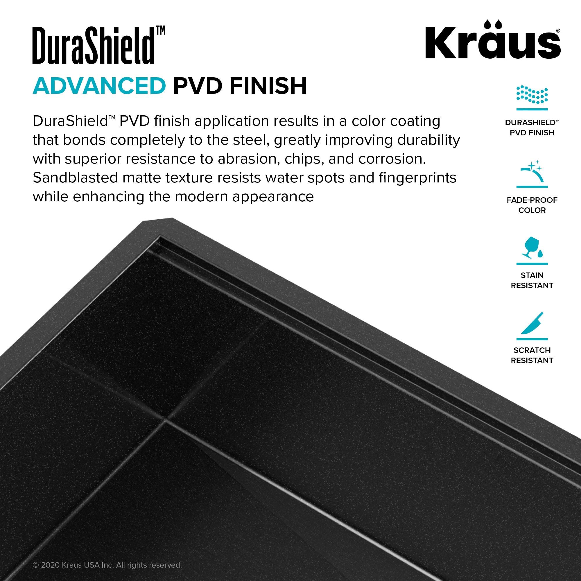 KRAUS Kore™ Workstation 33" L Top Mount Drop-In 16 Gauge Black Stainless Steel Single Bowl Kitchen Sink