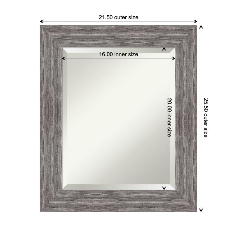 Amanti Art Grey Bathroom Mirror for Over Sink, 26x22 Pinstripe Plank Grey Rectangle Vanity Mirror, Small Country Rustic Frame, Hangs Horizonally and Vertically, Bathroom Wall Decor, Beveled Edge