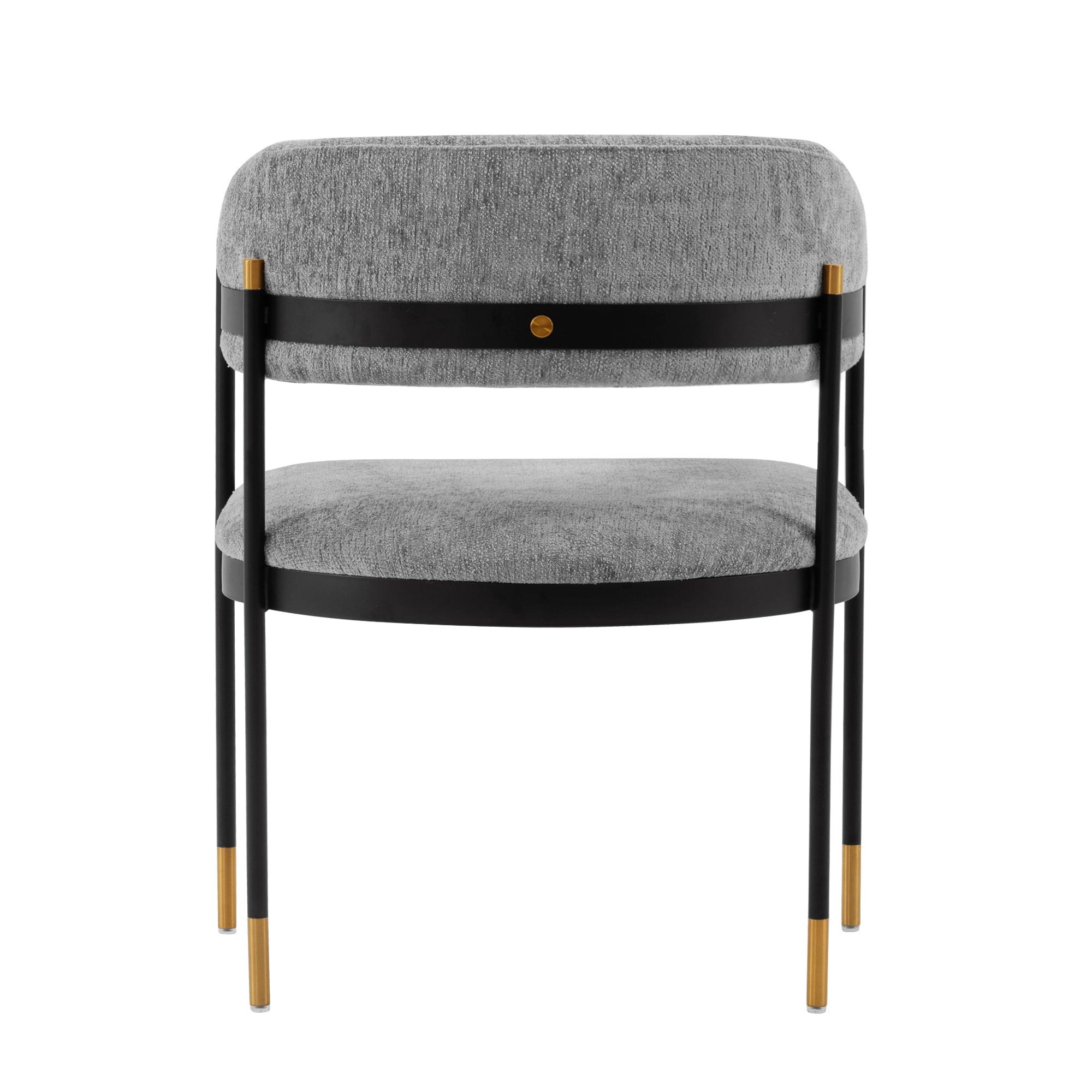 Set of 2 Lia Modern Boucle Dining Armchairs with Brushed Gold Accents - Manhattan Comfort