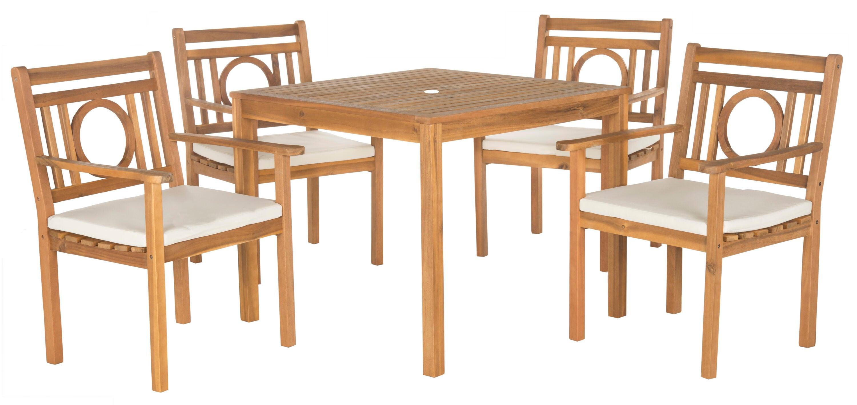 Montclair 5 Piece Patio Outdoor Dining Set - Natural/Beige - Safavieh.