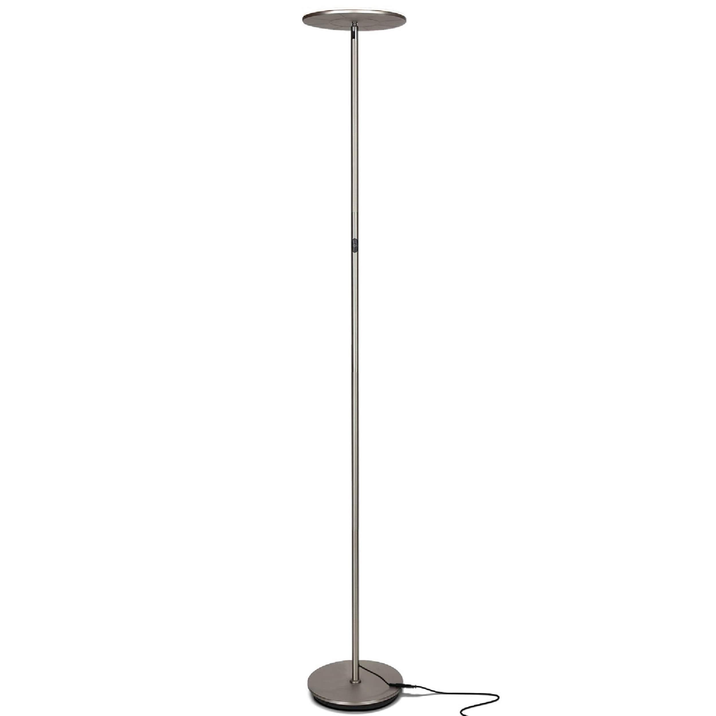 Brightech Sky Modern Dimmable Integrated LED Torchiere Floor Lamp Brushed Nickel: Touch Sensor, 3-Year Warranty, UL Listed