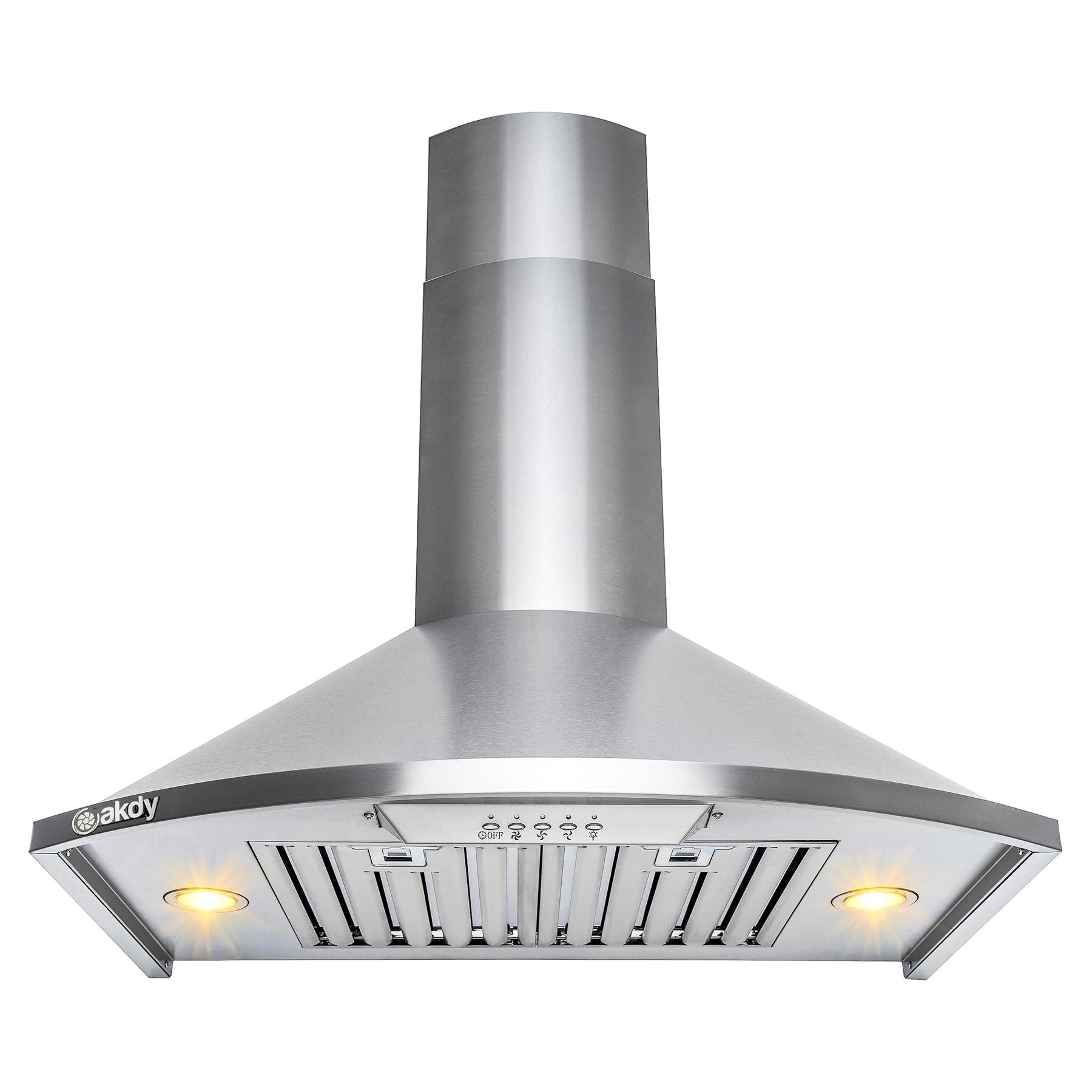 AKDY 30" Stainless Steel 343 CFM Convertible Wall Range Hood with Baffle Filter