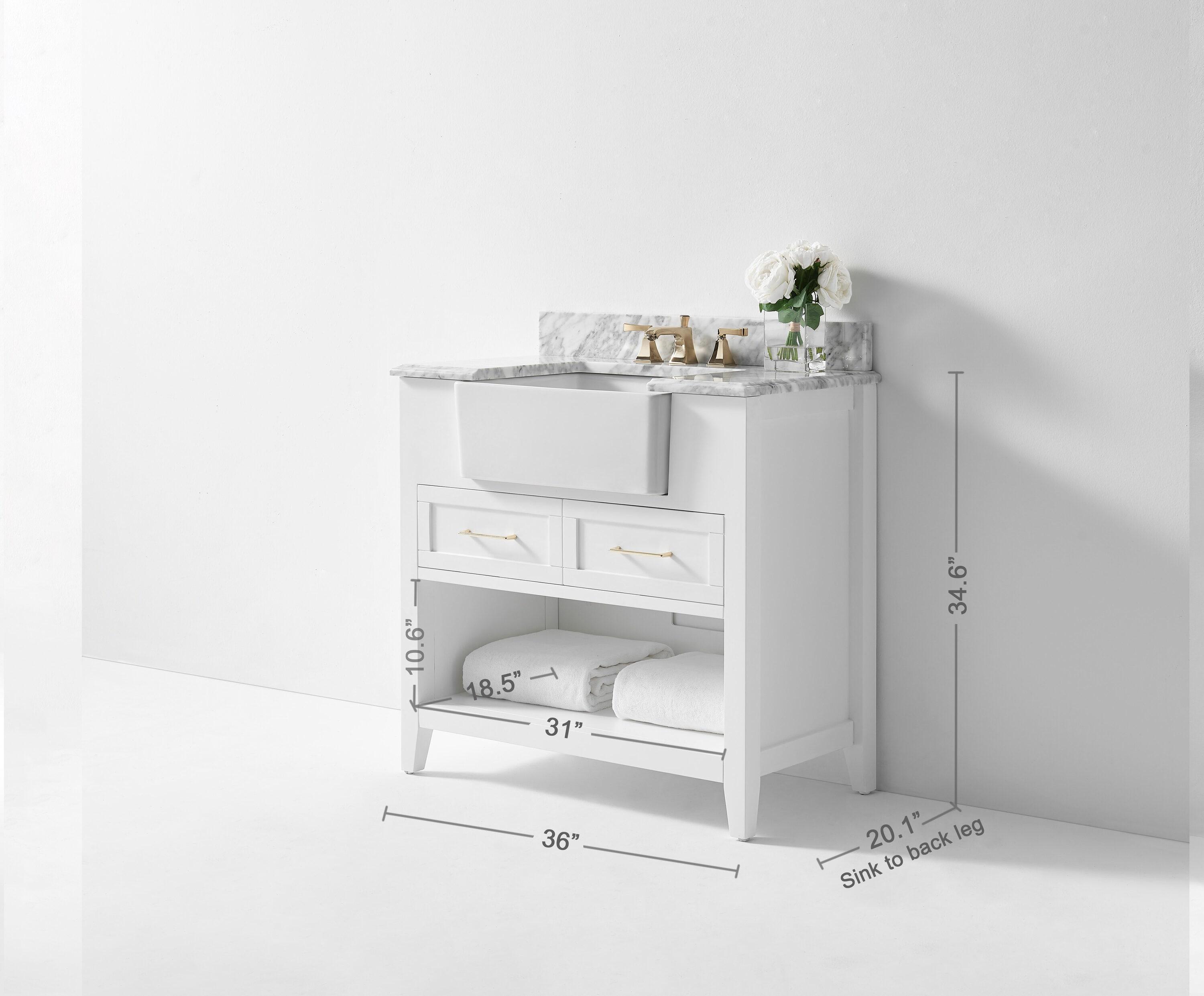 Ancerre Designs Hayley 36" Farmhouse Wood Bathroom Vanity Set in White