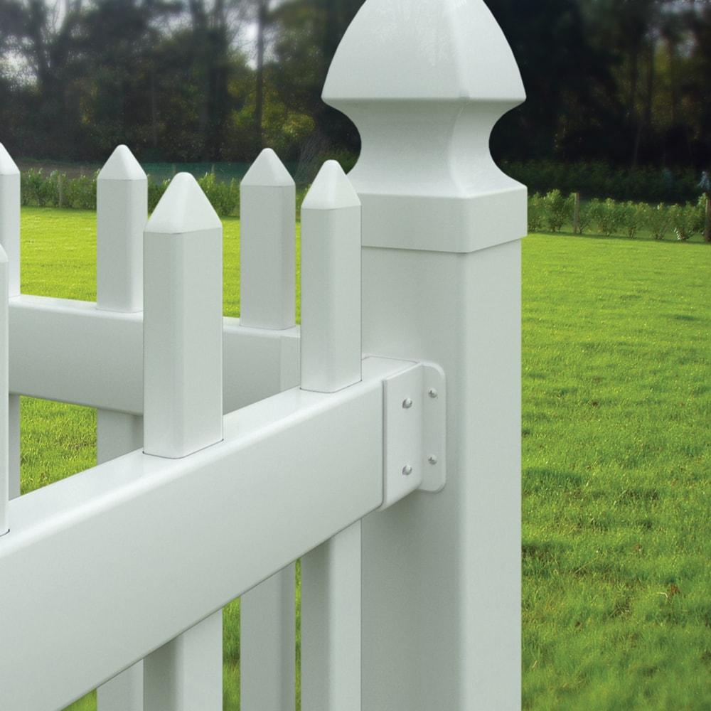 White Vinyl Fence Bracket Kit for Outdoor Panels (2-Pack)