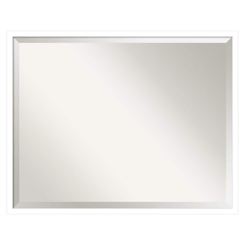 Amanti Art Beveled Wood Bathroom Wall Mirror - Svelte Frame Svelte White Outer Size: 29 x 23 in White