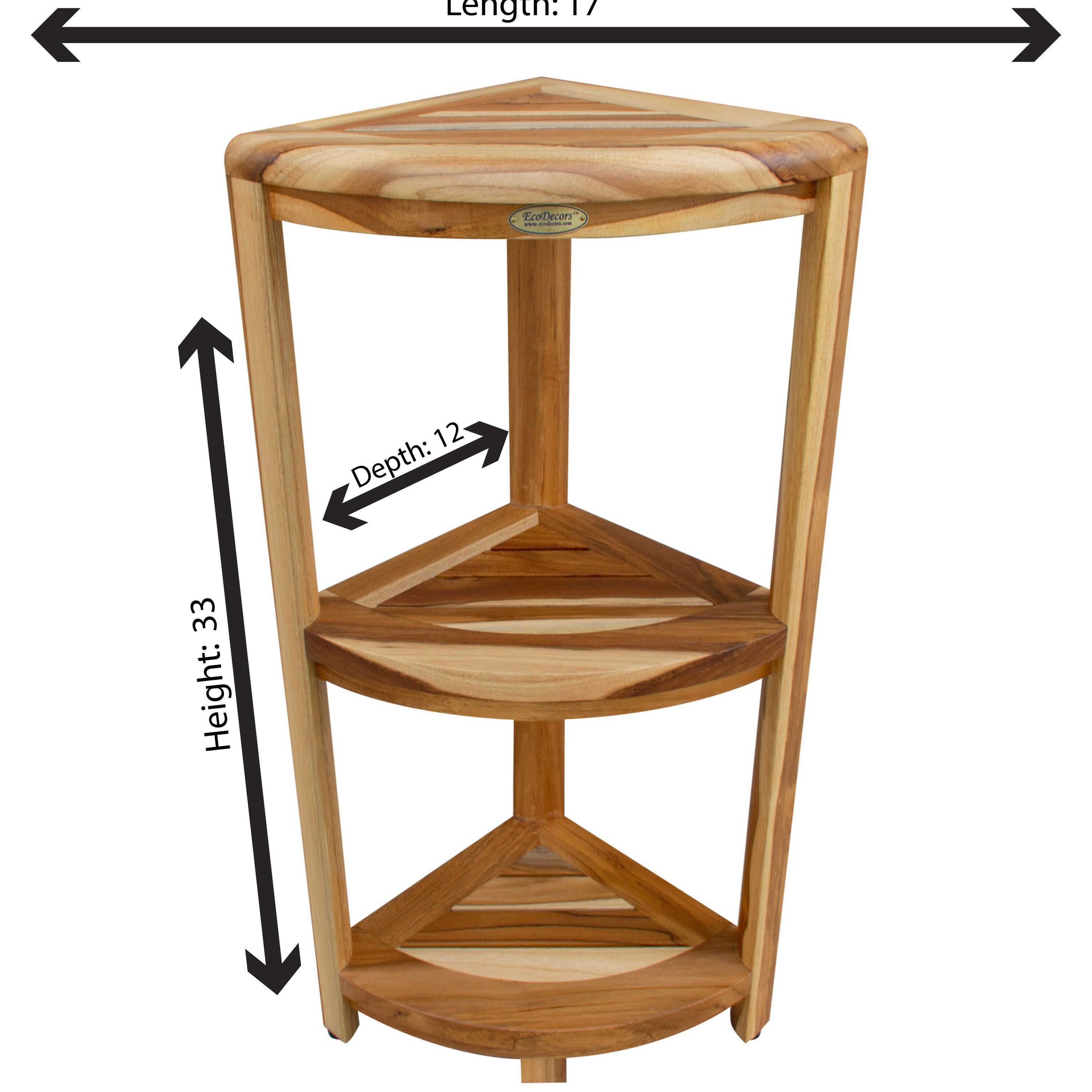 EcoDecors EcoDecors, Snazzy Corner, Teak Corner Shower Shelf, Shower Stand Corner, in EarthyTeak™