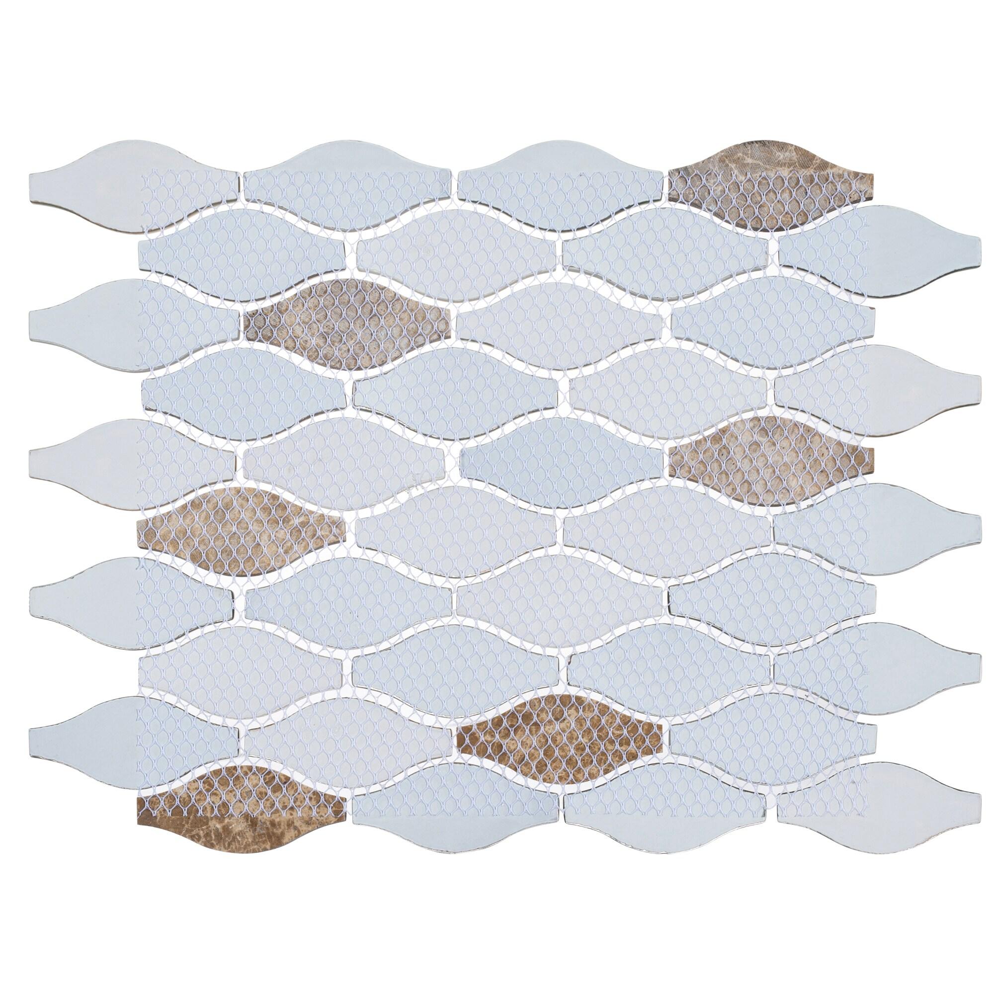 Annabelle Glass and Stone Arabesque Mosaic Kitchen Backsplash, Bathroom, Shower, Pool, Wall and Floor Tile