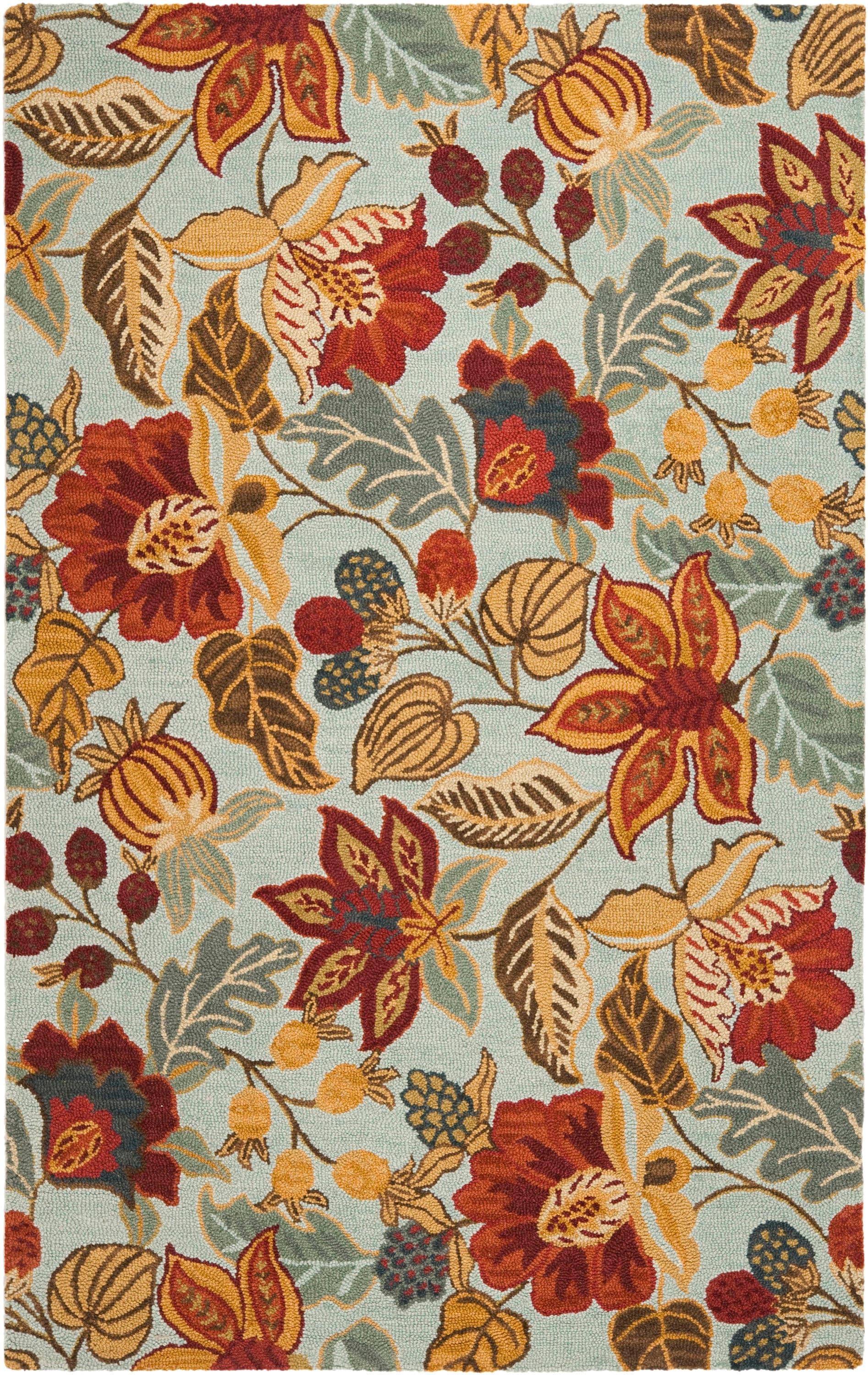 Blossom BLM863 Hand Hooked Area Rug - Blue/Multi - 6'x9' - Safavieh..