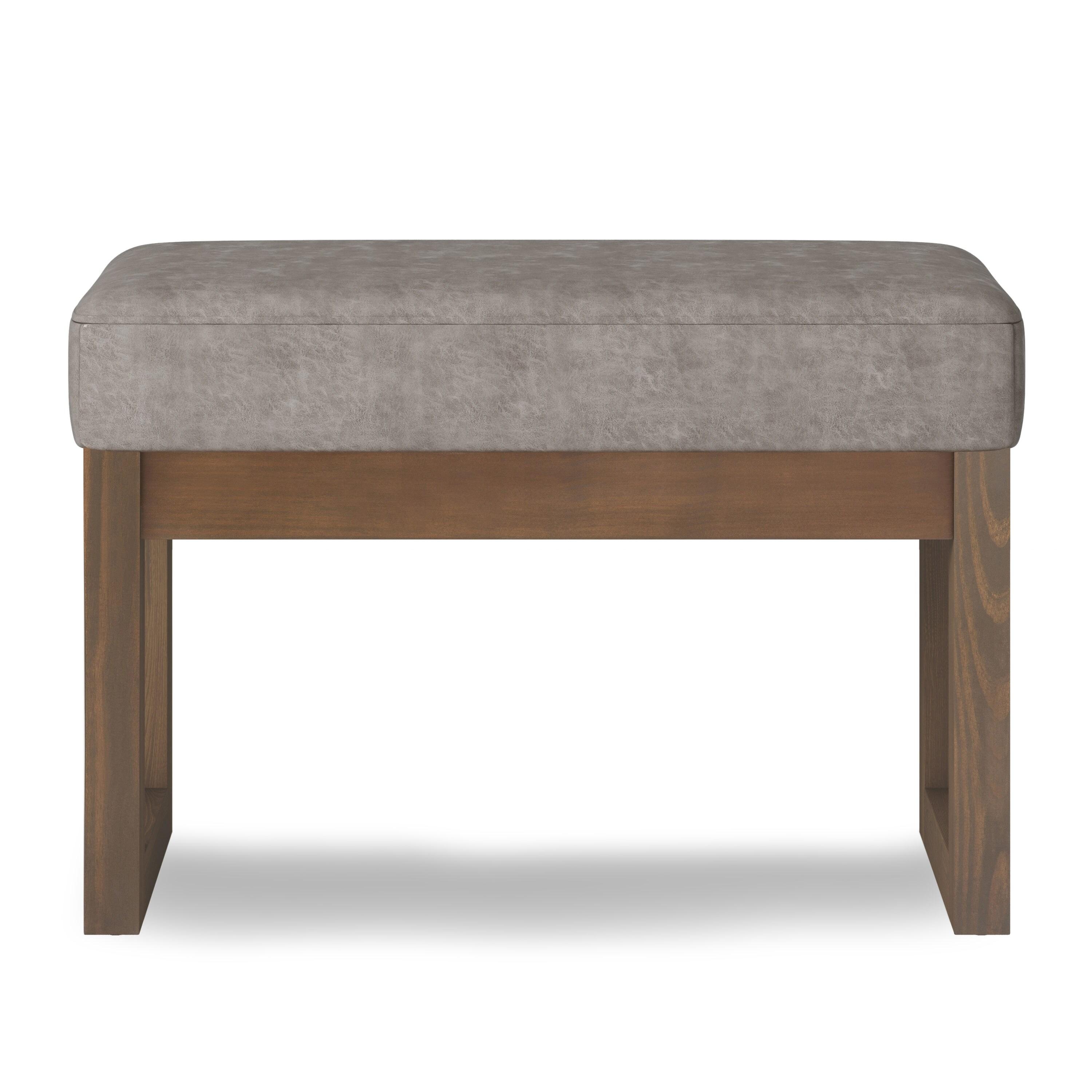 Simpli Home Milltown Ottoman Bench with Upholstered Seat and Solid Wood Frame