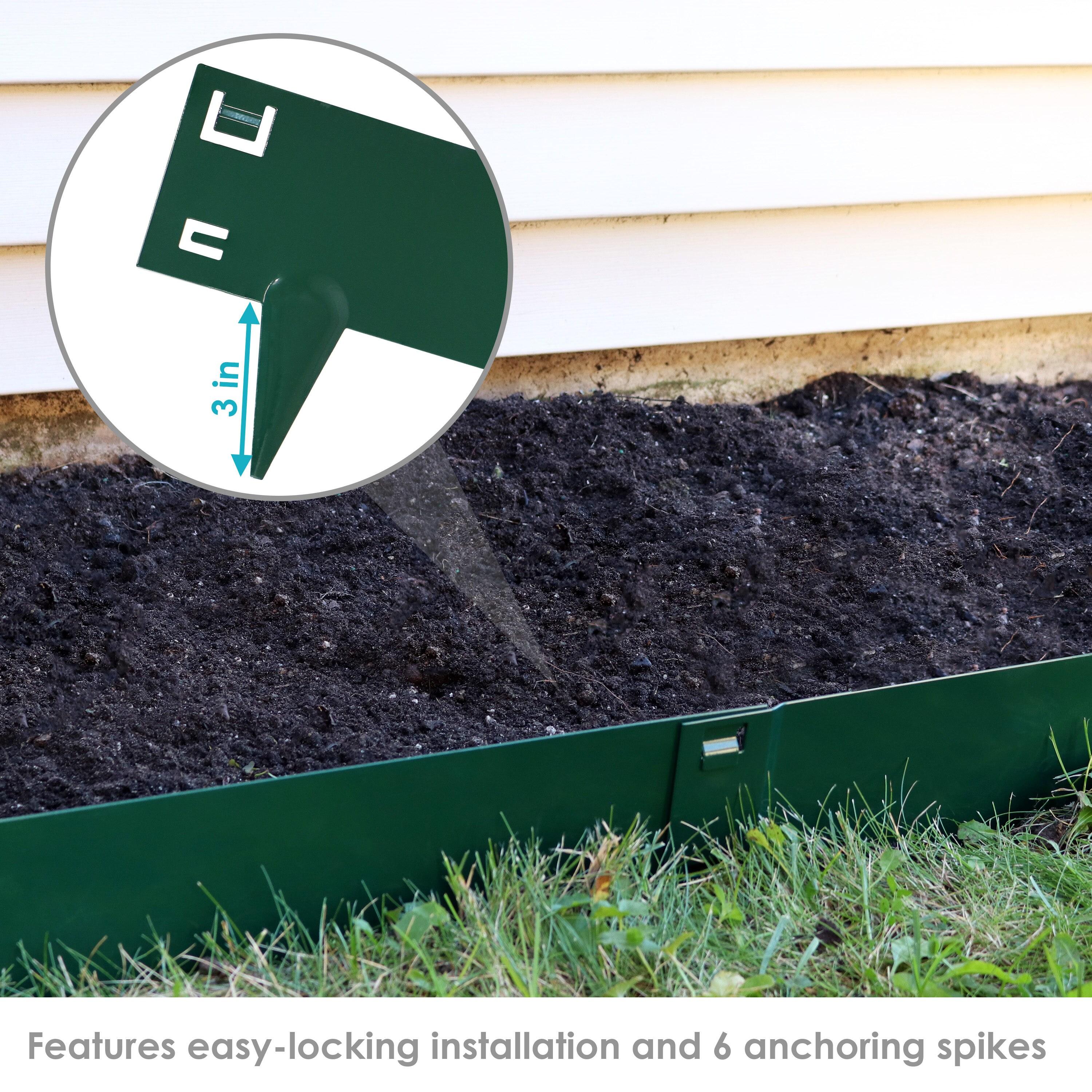 Sunnydaze Outdoor Lawn and Garden Heavy-Duty Steel Metal Flexible Landscape Edging Borders - 16' - Green - 5pk