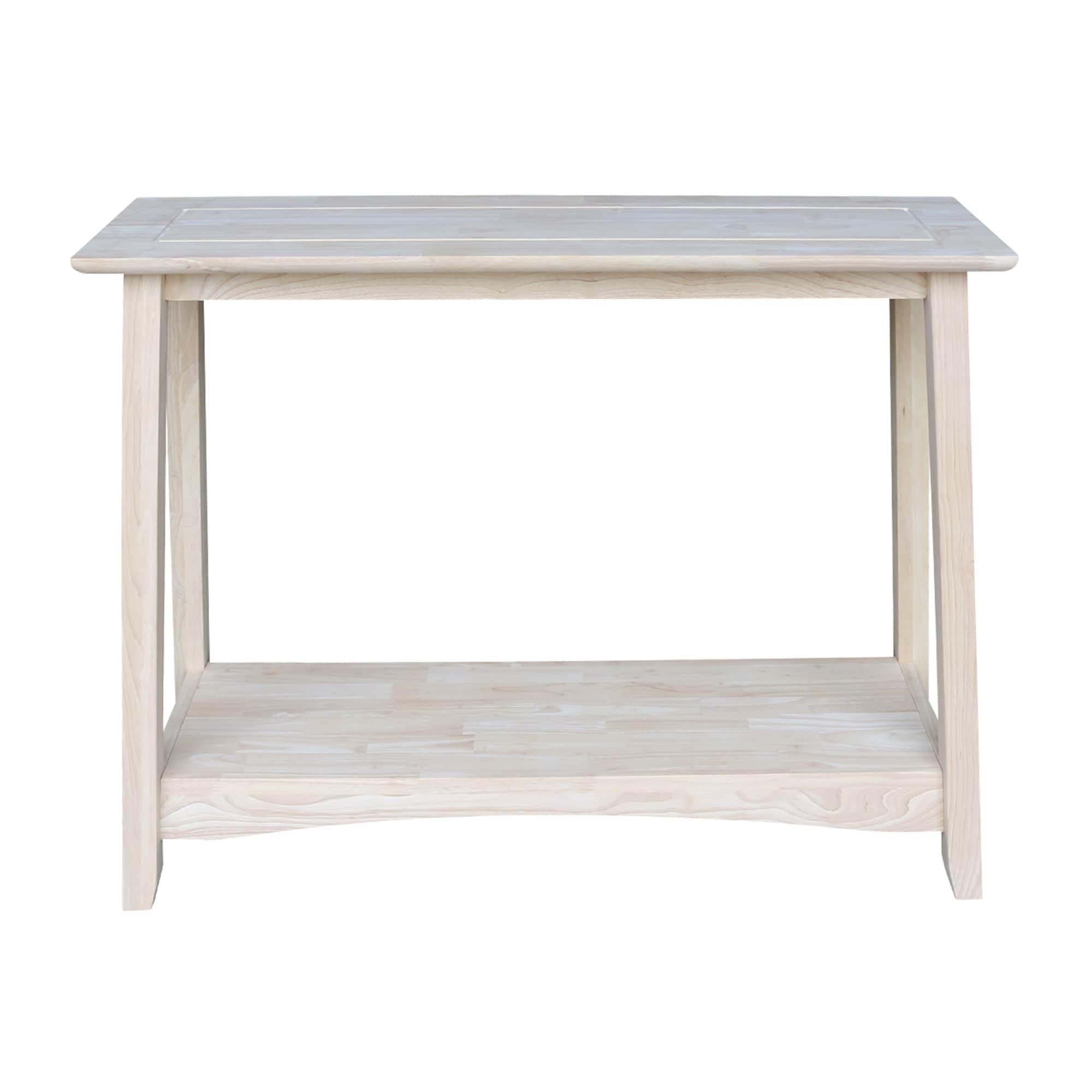 Shaker Console Table Unfinished - International Concepts: Solid Wood, Farmhouse Style, Entryway Storage