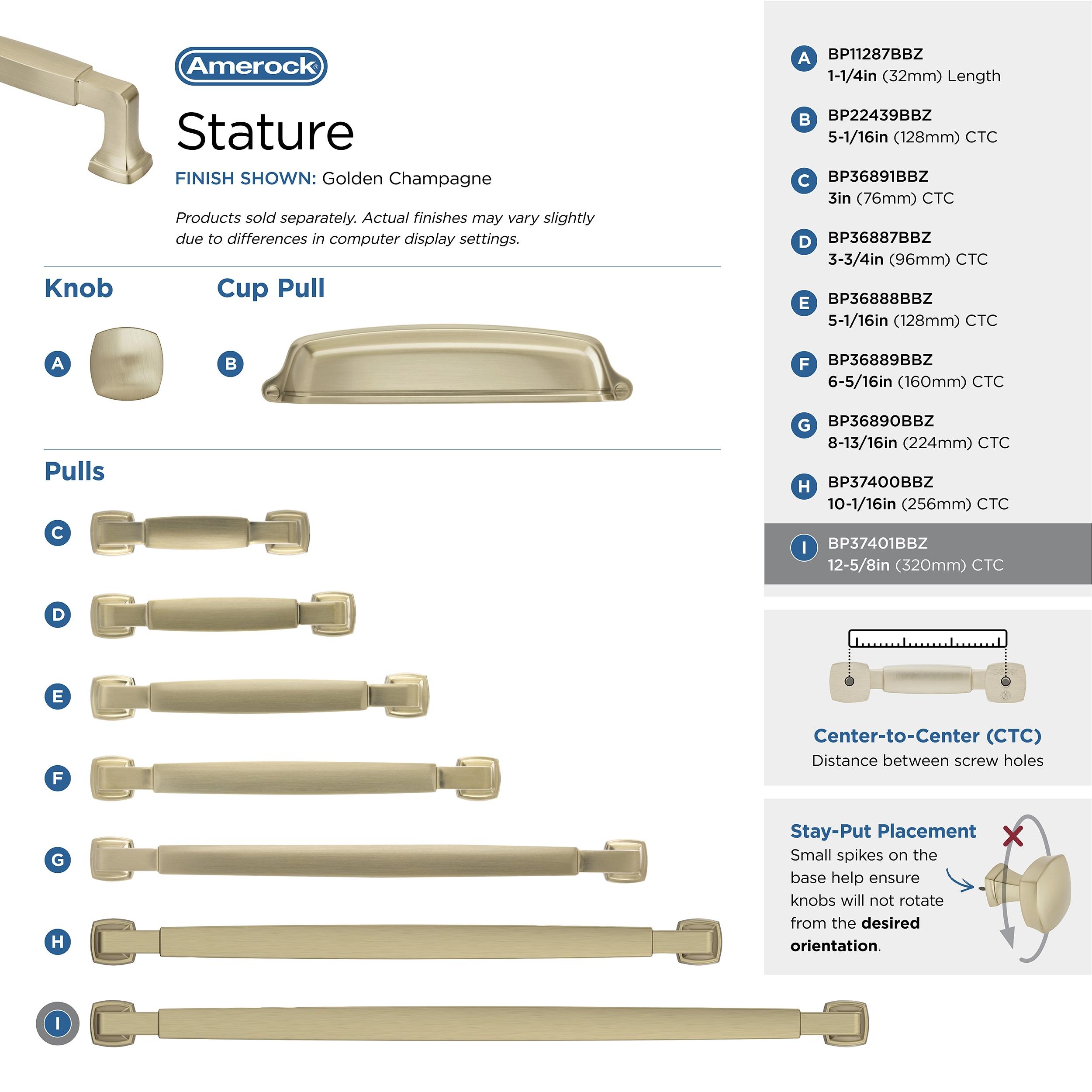 Amerock Stature 12-5/8 inch (320mm) Center-to-Center Golden Champagne Cabinet Pull