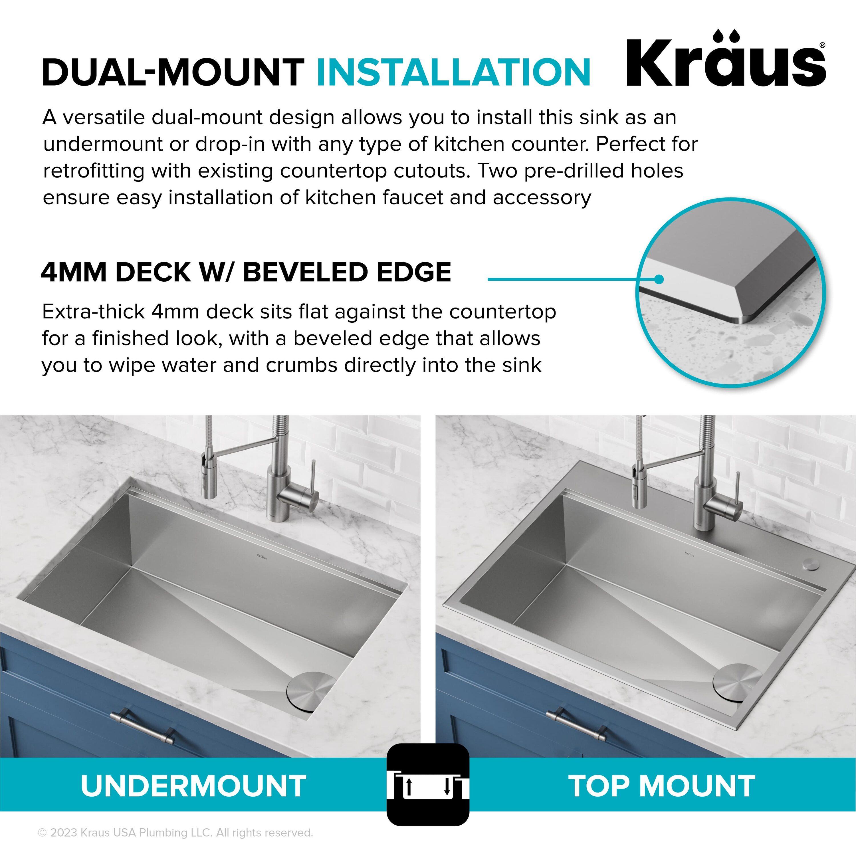 KRAUS Kore™ Workstation 32-inch L Drop-In Single Bowl Stainless Steel Kitchen Sink with Accessories (Pack of 5)