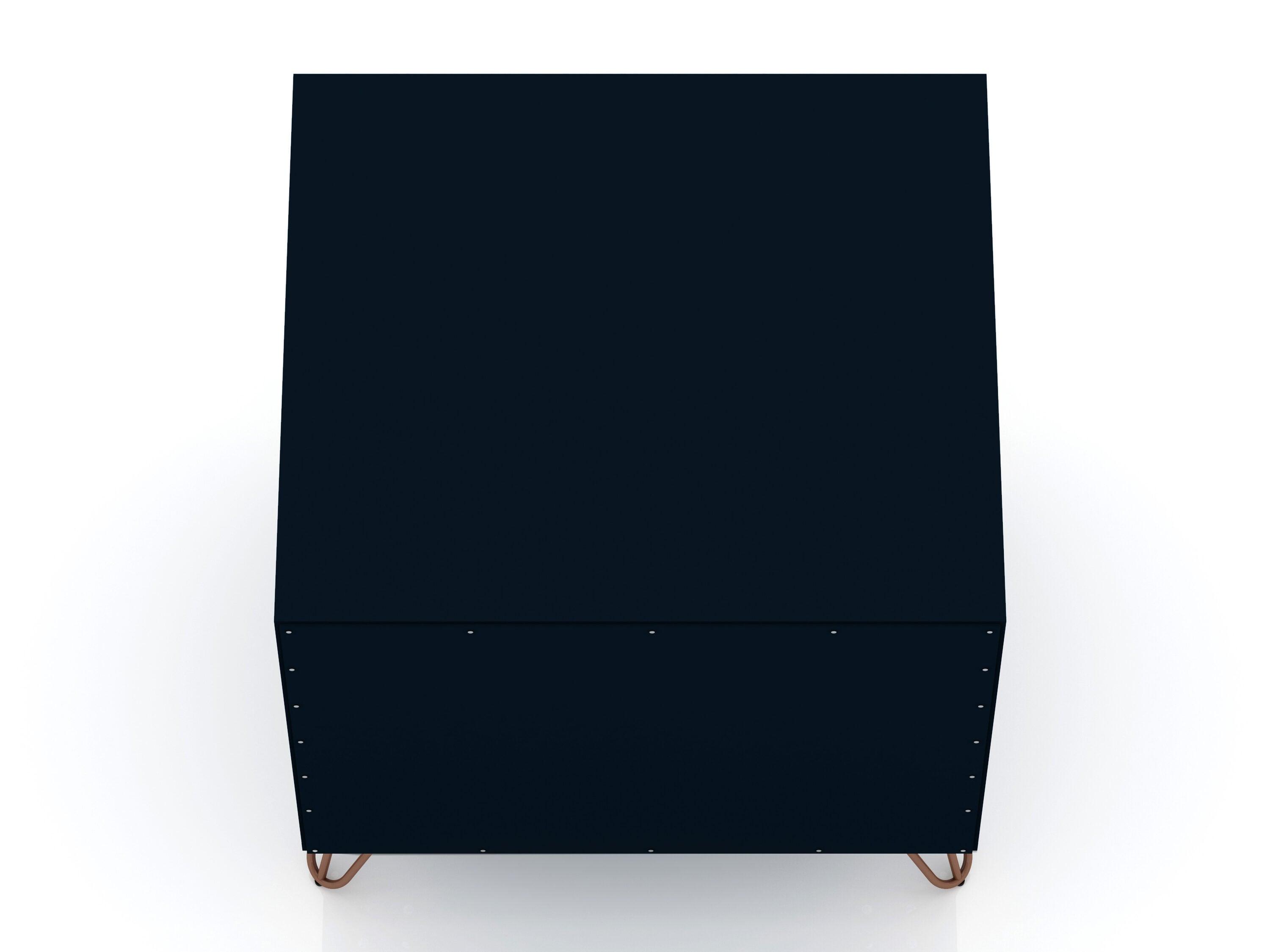 Manhattan Comfort 1.0 Rockefeller Nightstand Blue: Modern Bedside Table with Storage, Shelving & Metal Glides