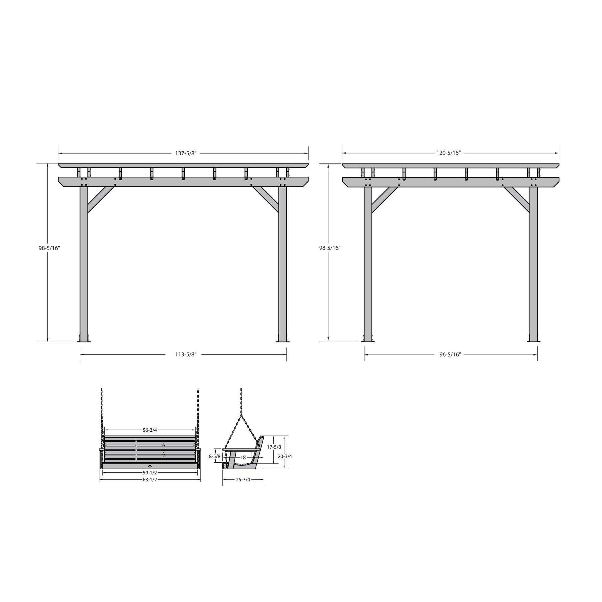 Highwood Bodhi Lawn & Garden Pergola with Highwood 5ft Weatherly Swing