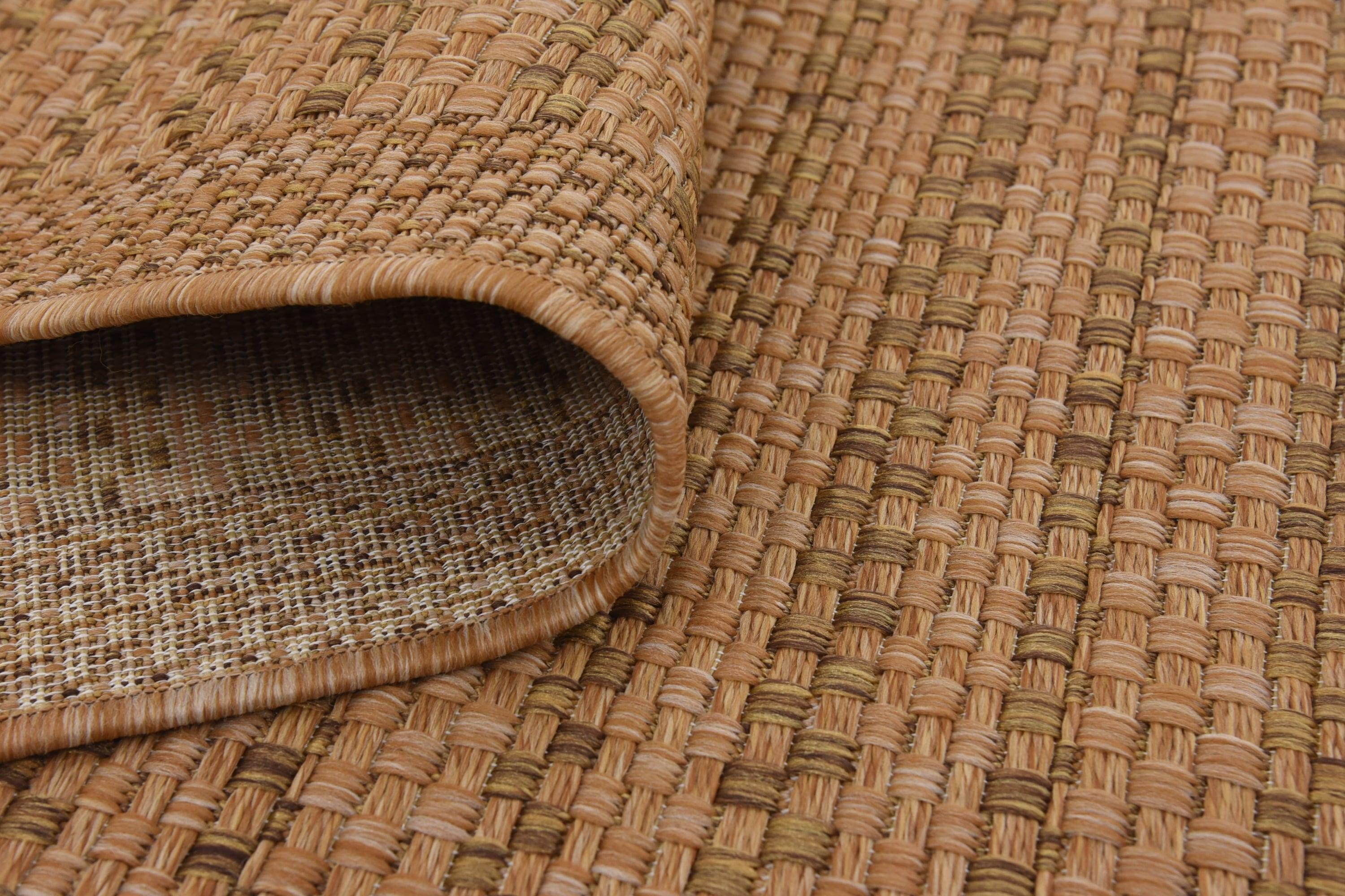 Unique Loom Outdoor Border Collection Area Rug - Checkered (9' x 12' Rectangle, Light Brown)